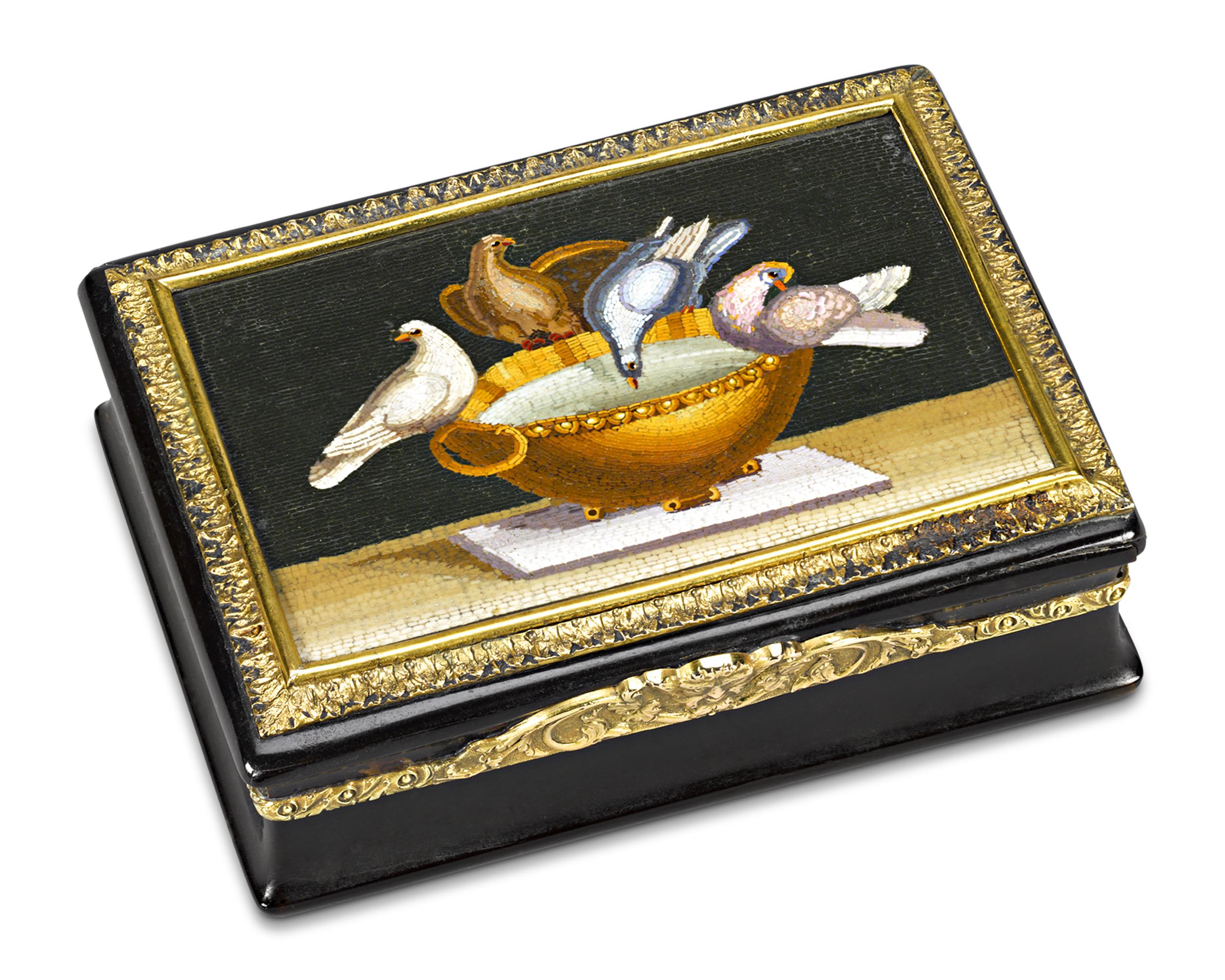 Ebonized Micromosaic Snuff Box For Sale