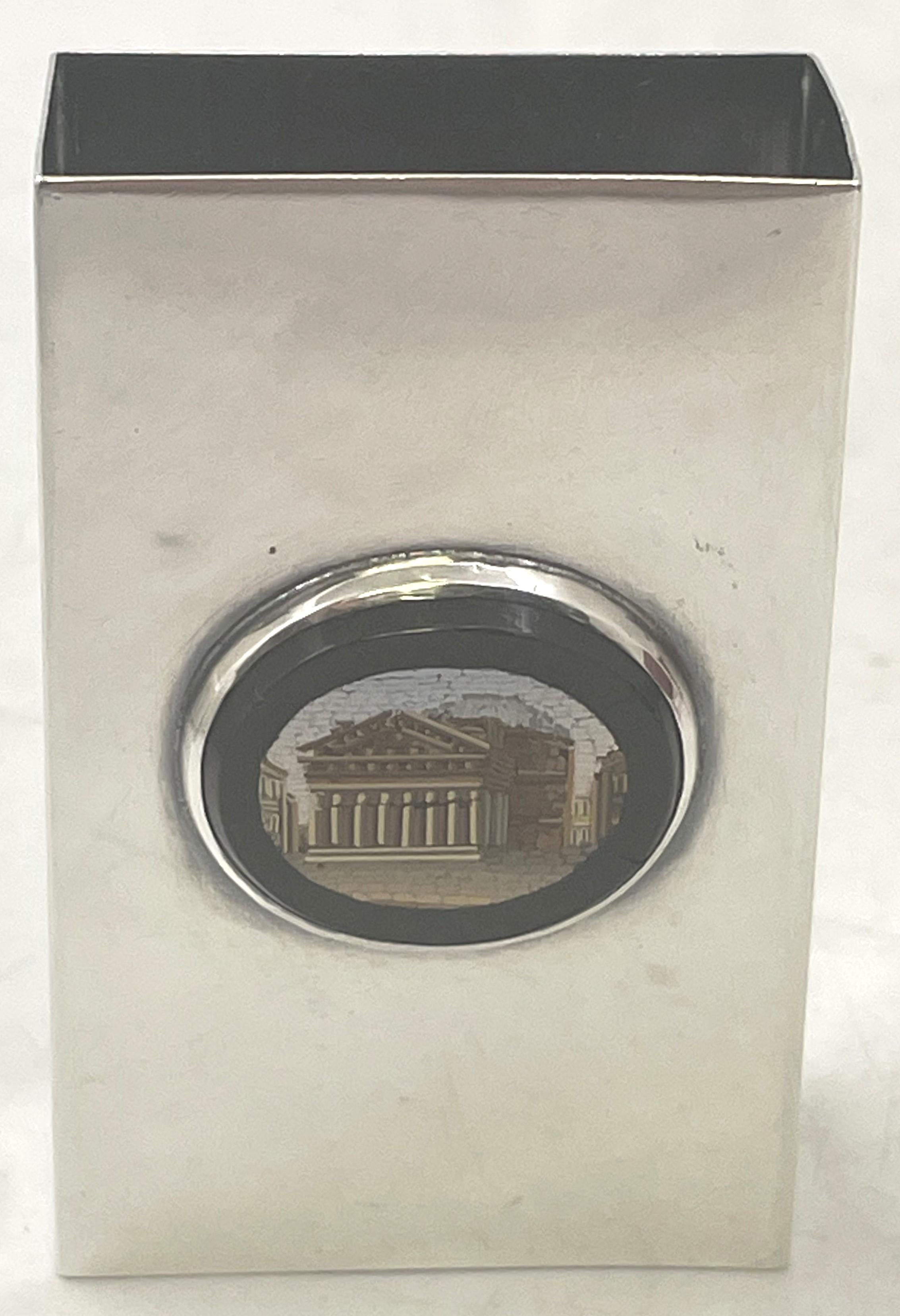 Scatola per sigari e porta fiammiferi in micromosaico e argento sterling in vendita 2