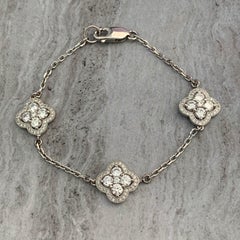Micropave Faux Diamond Clover Station Bracelet