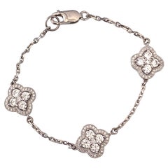 Micropave Faux Diamond Clover Station Bracelet