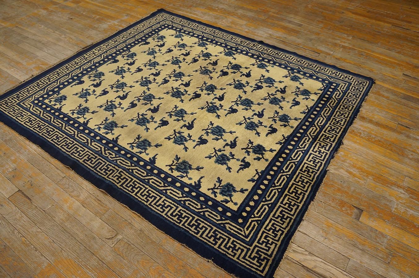 Mid-19th Century W. Chinese Ningxia Carpet ( 4'10