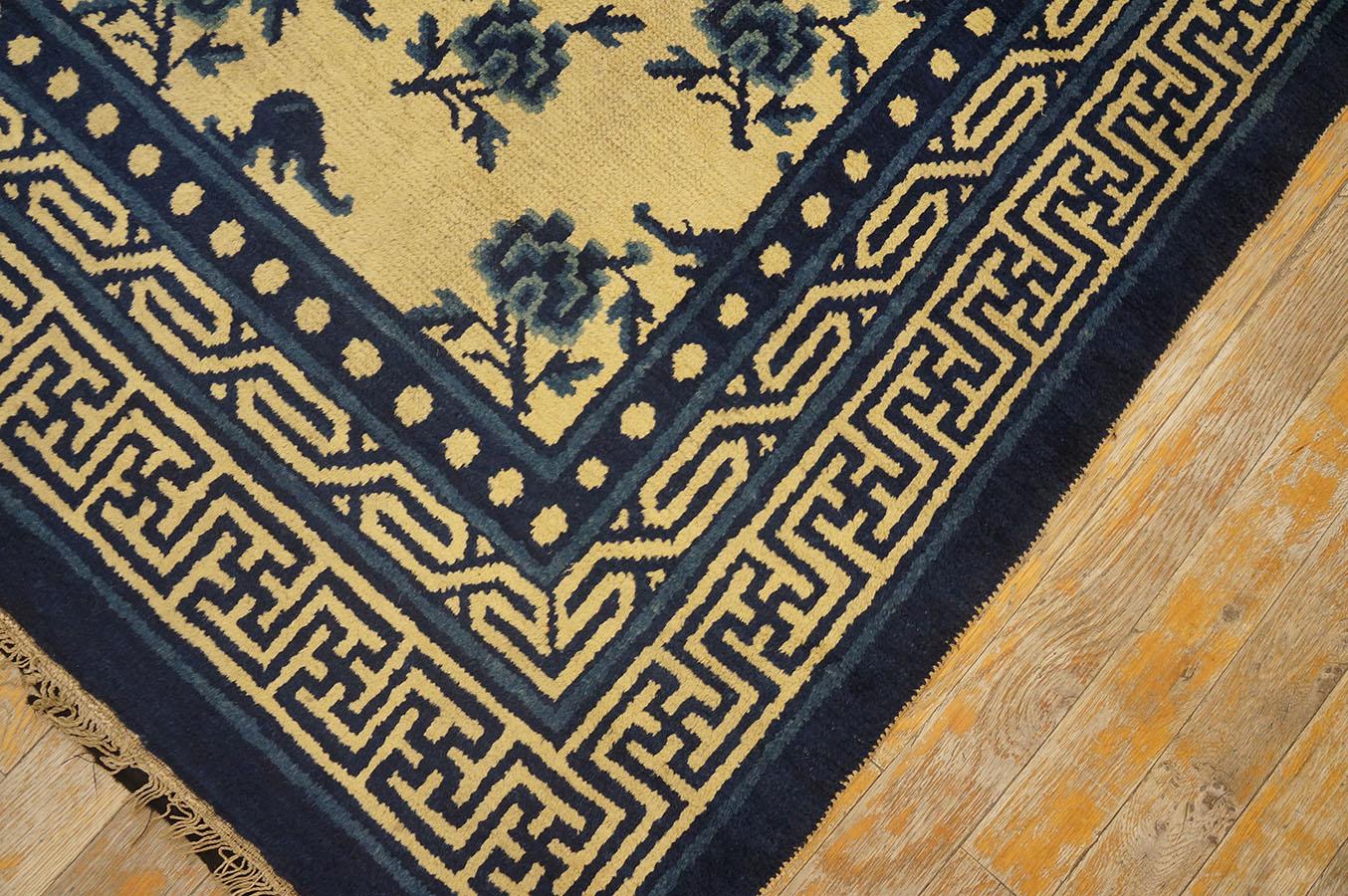 Wool Mid-19th Century W. Chinese Ningxia Carpet ( 4'10
