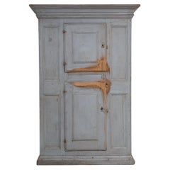 Mid 1700s Swedish Pine Painted Redwood Baroque Cabinet