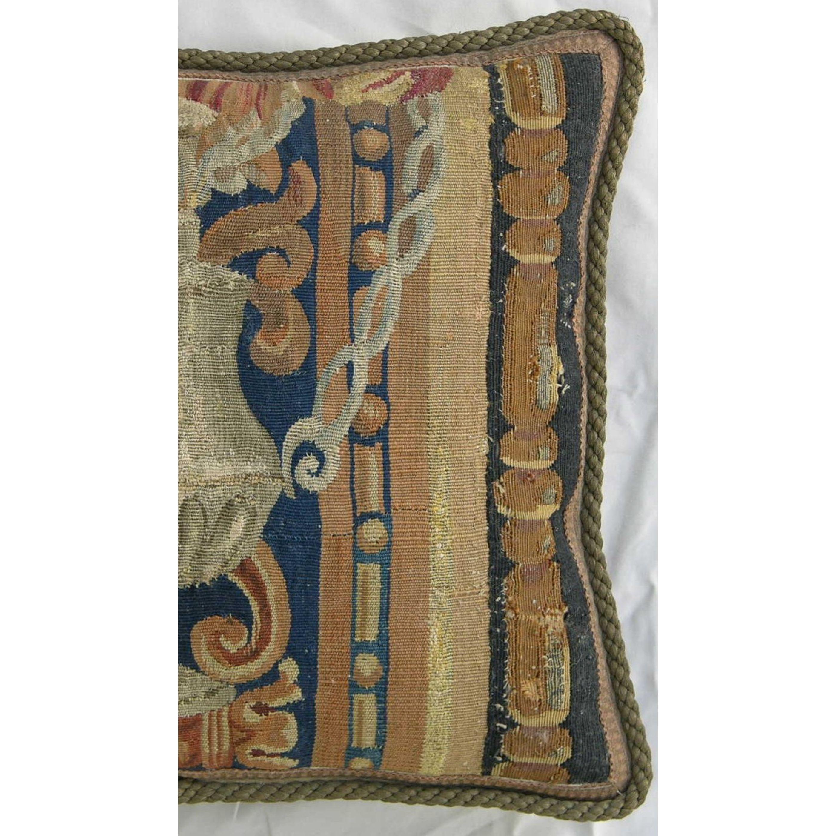 Mid-17th Century Antique Brussels Tapestry Pillow