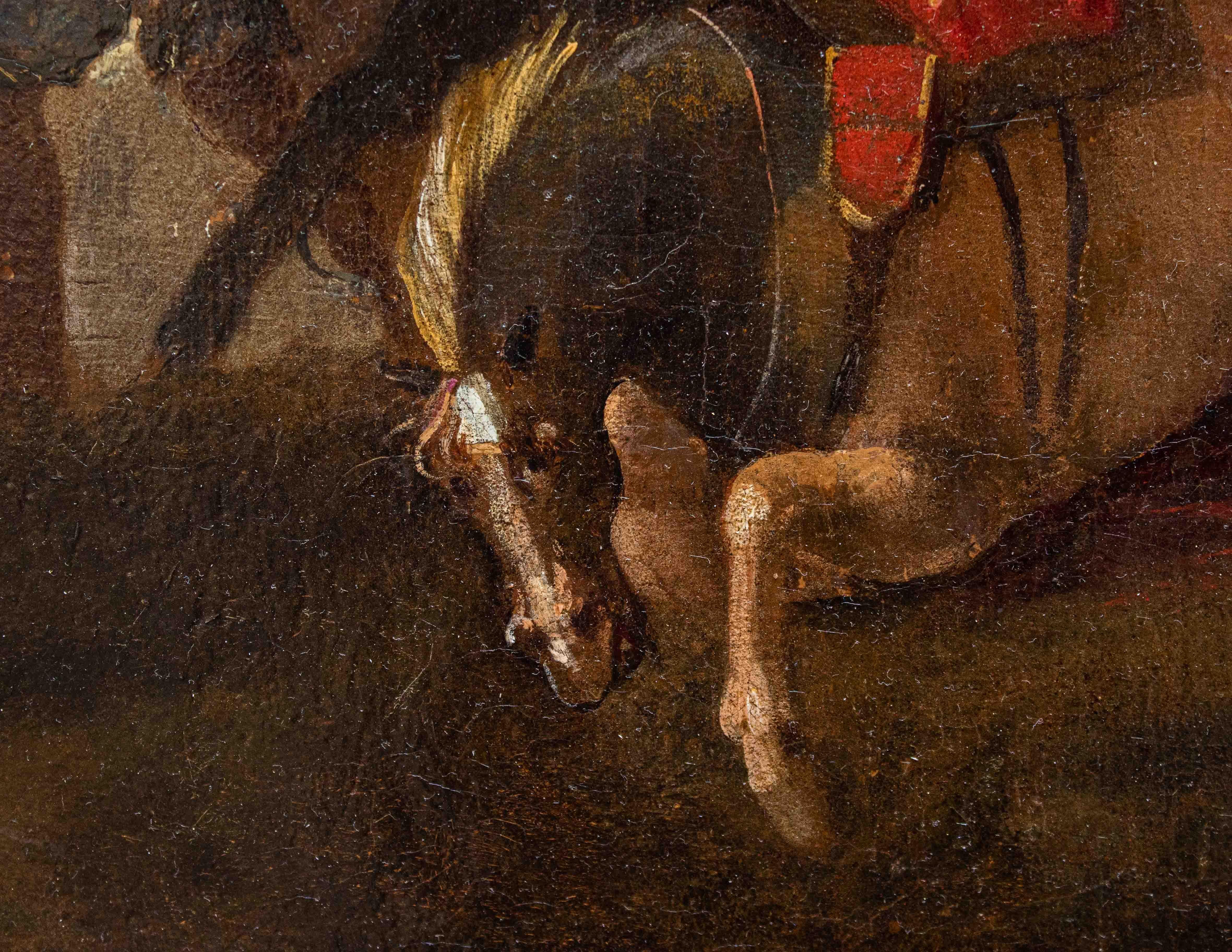 Italian Mid-17th Century Battle on the Bridge Painting Marzio Masturzo Oil on Canvas