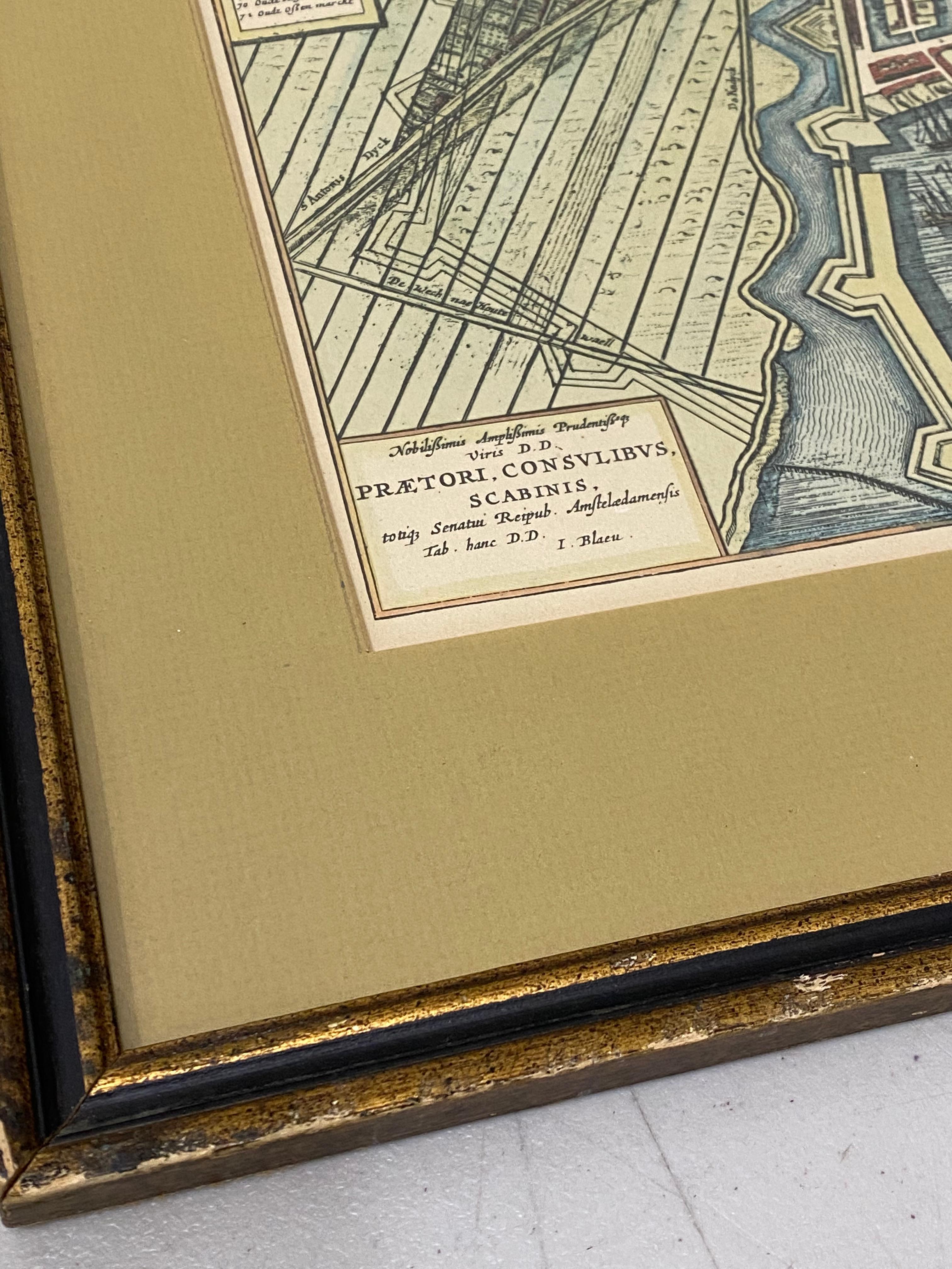 Mid-17th Century Birdseye View of Amsterdam Hand Colored Map, circa 1650 In Good Condition In San Francisco, CA