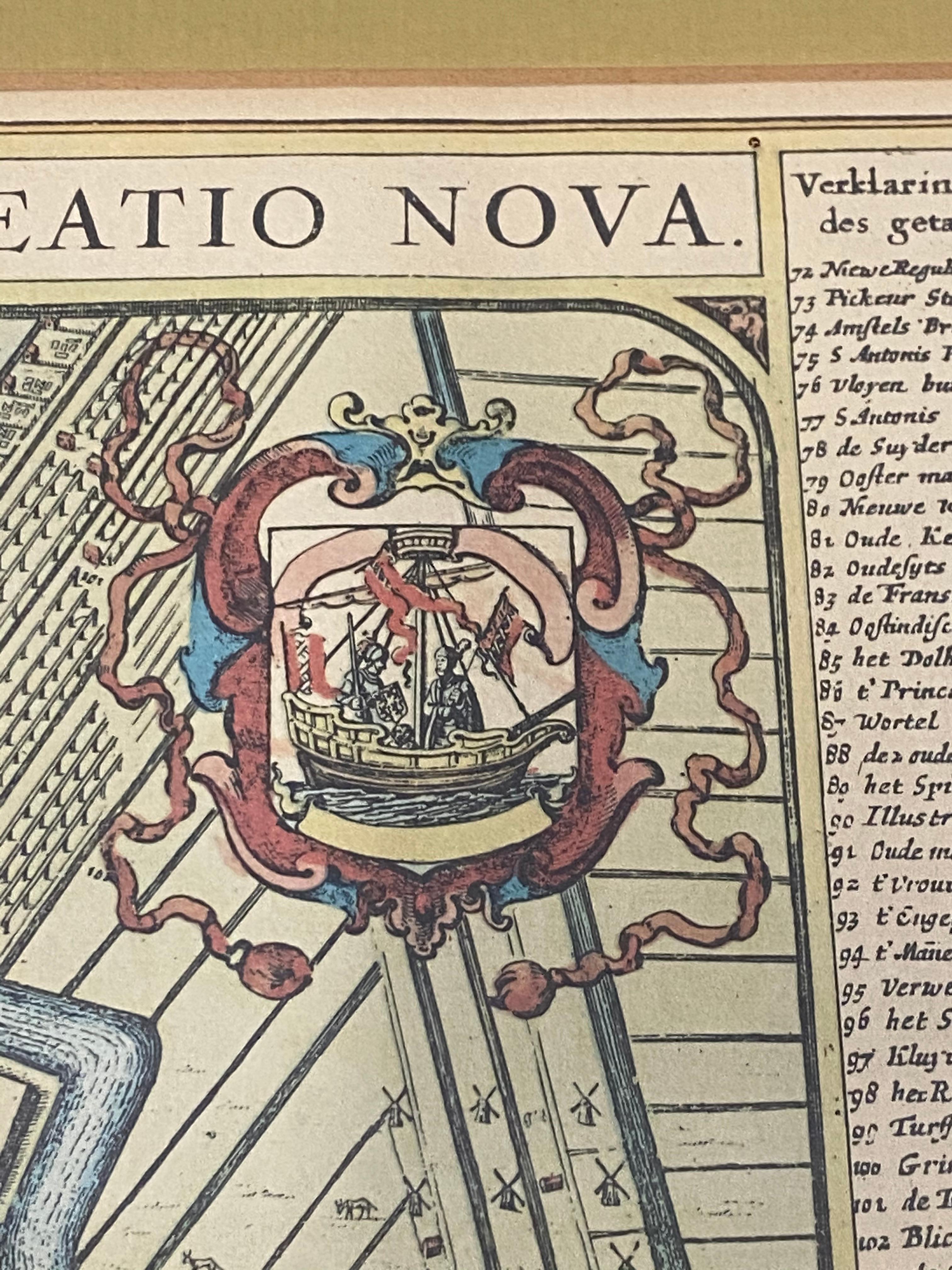 Mid-17th Century Birdseye View of Amsterdam Hand Colored Map, circa 1650 1