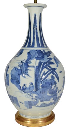 Mid 17th Century Blue and White Japanese Arita Porcelain Table Lamp