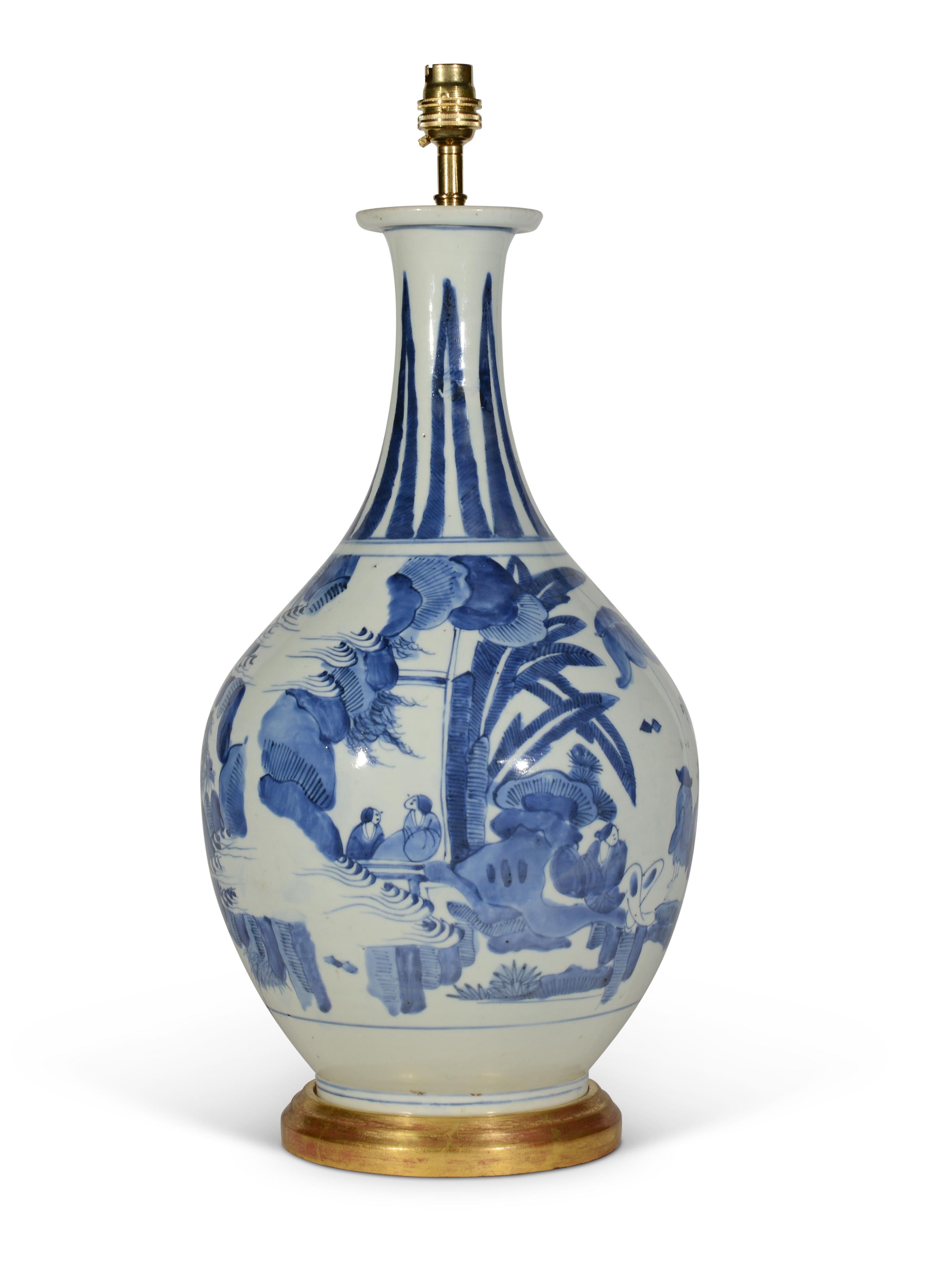 Lámpara de mesa japonesa de porcelana arita azul y blanca de mediados del siglo XVII Japonés en venta