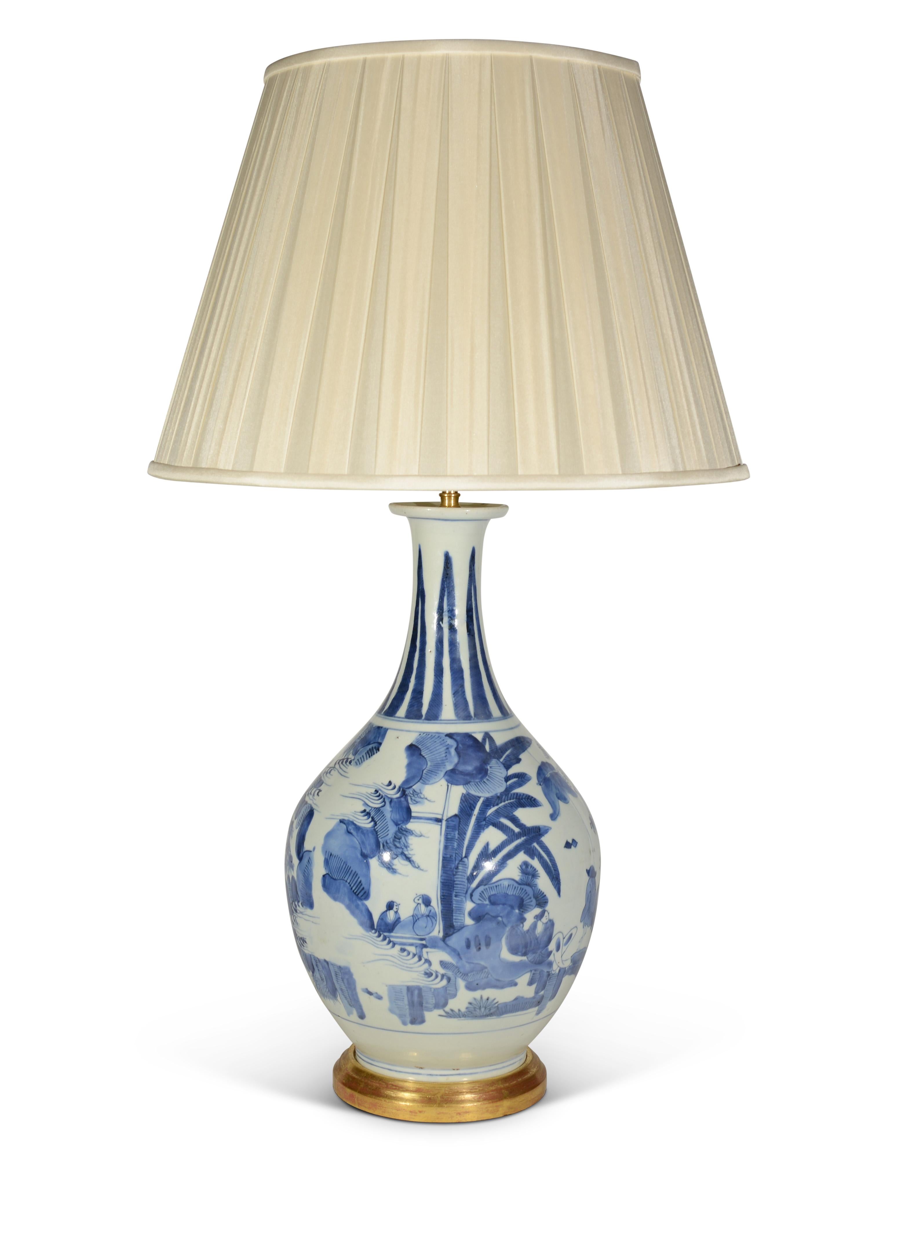 Lámpara de mesa japonesa de porcelana arita azul y blanca de mediados del siglo XVII en Bueno estado para la venta en London, GB