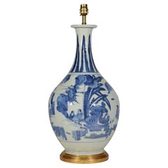 Mid 17th Century Blue and White Japanese Arita Porcelain Table Lamp
