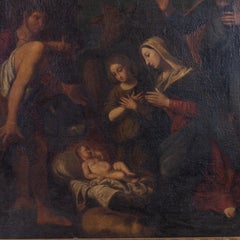 Mid 17th Century French Old Master Nativity Oil Painting