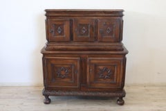 17th Century Italian Solid Walnut Antique Cupboard or Cabinet