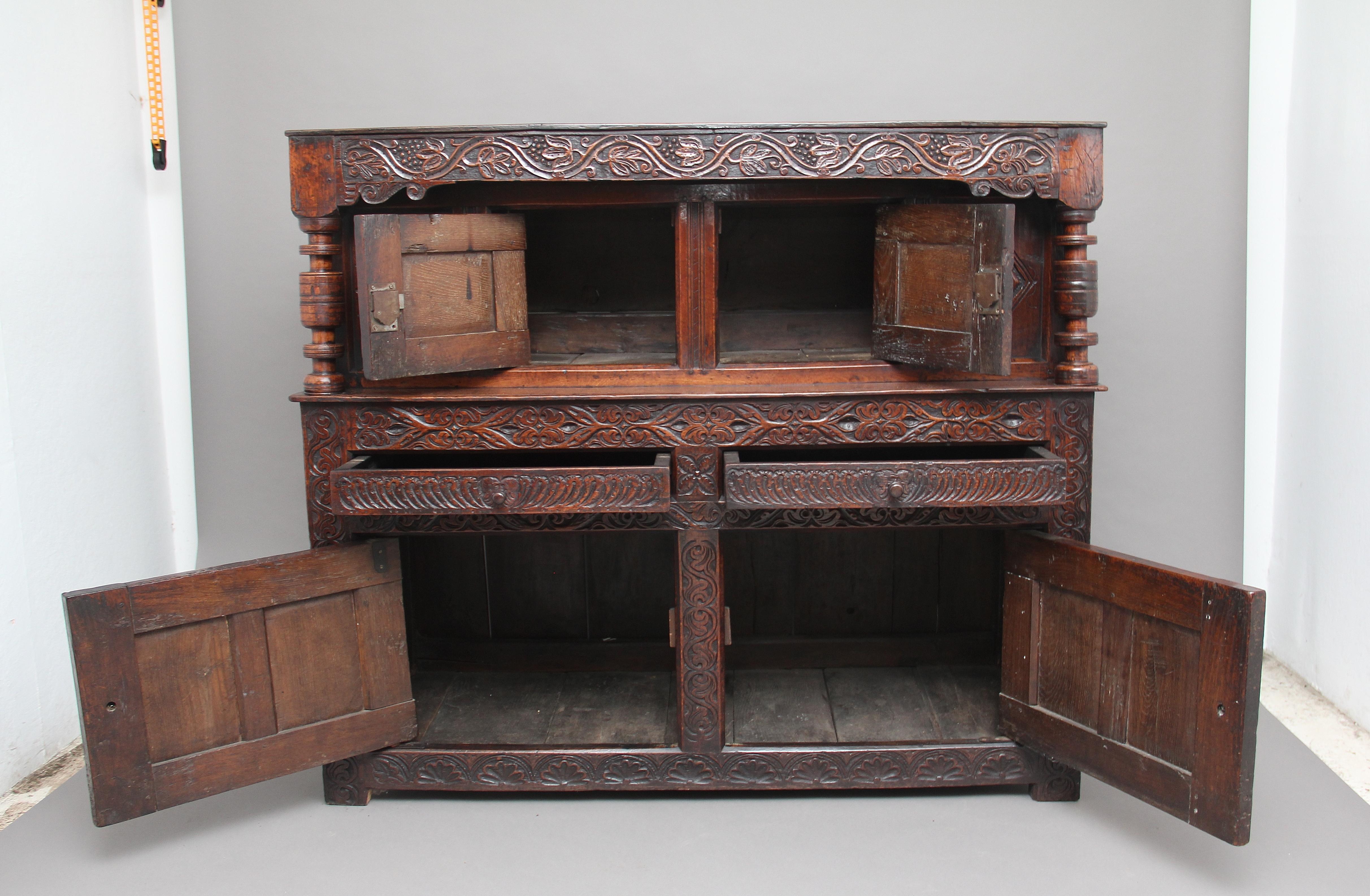 English Mid-17th Century Oak Court Cupboard