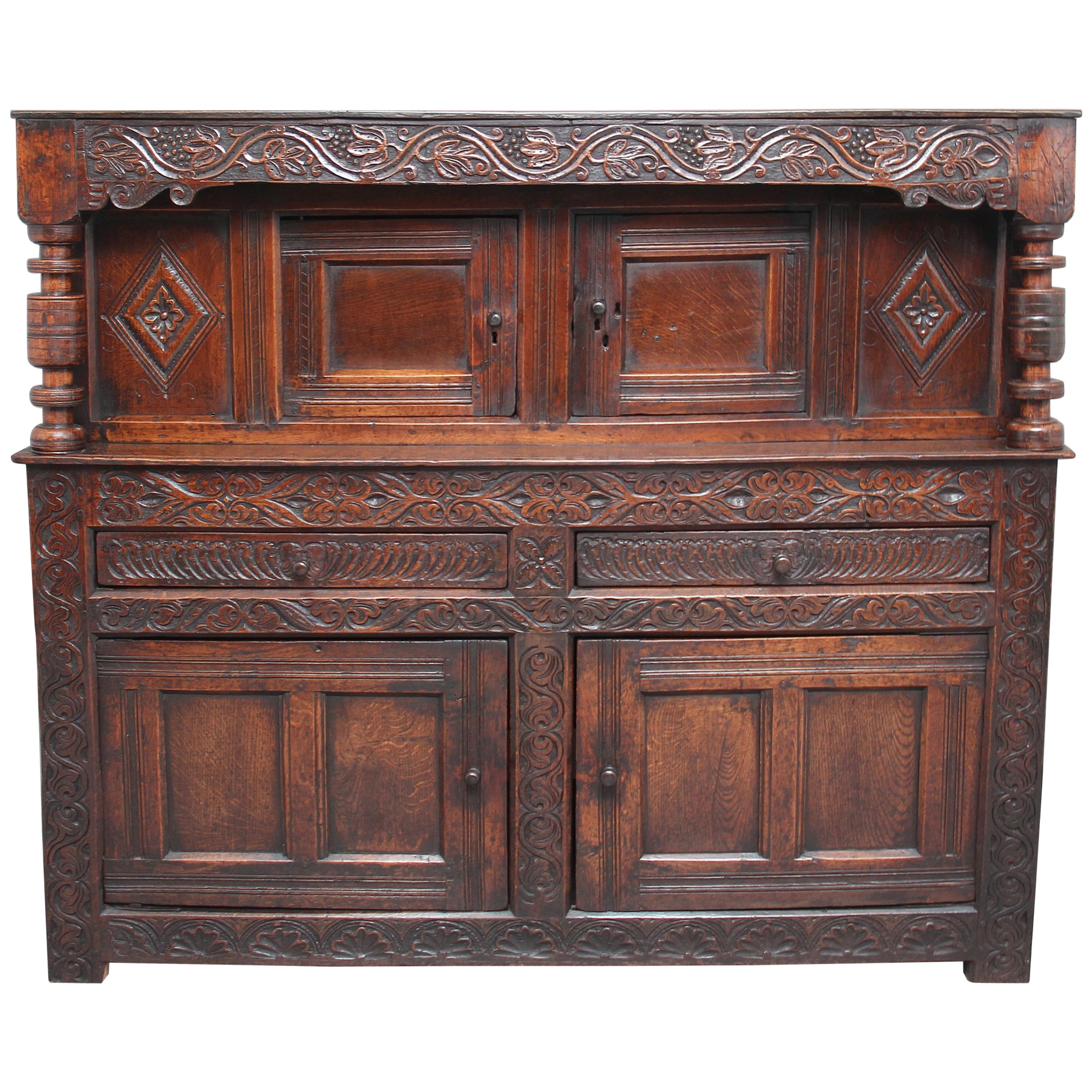 Mid-17th Century Oak Court Cupboard