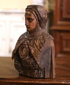 Busto reliquiario intagliato portoghese della metà del XVII secolo raffigurante "Santa Margherita di Antiochia".