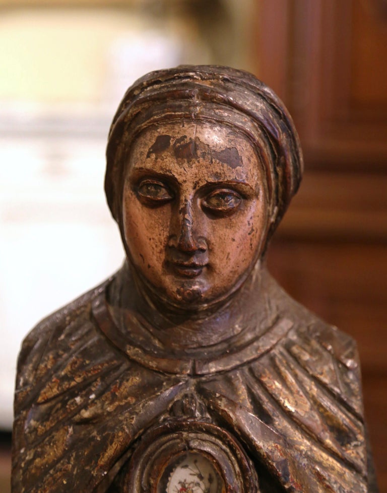 Mid17th Century Portuguese Carved Reliquary Bust of "Saint Margaret of