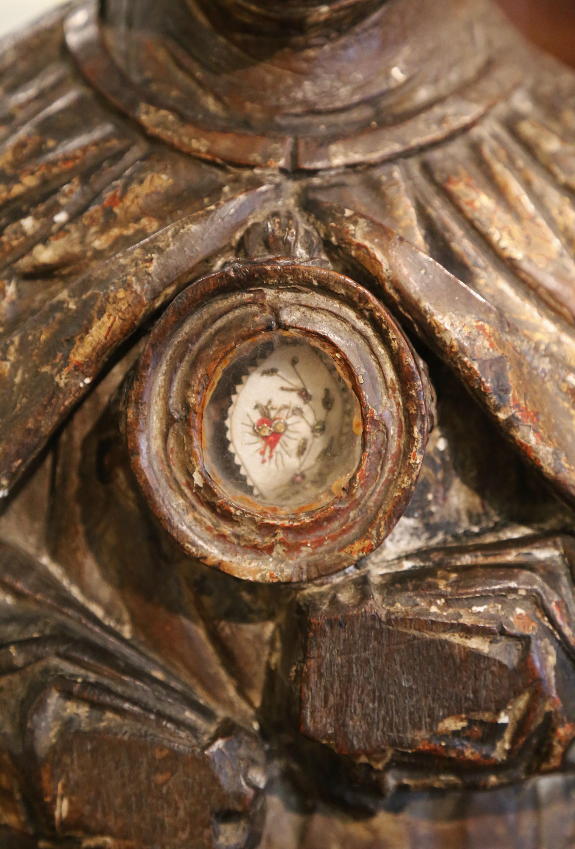 Mid-17th Century Portuguese Carved Reliquary Bust of 