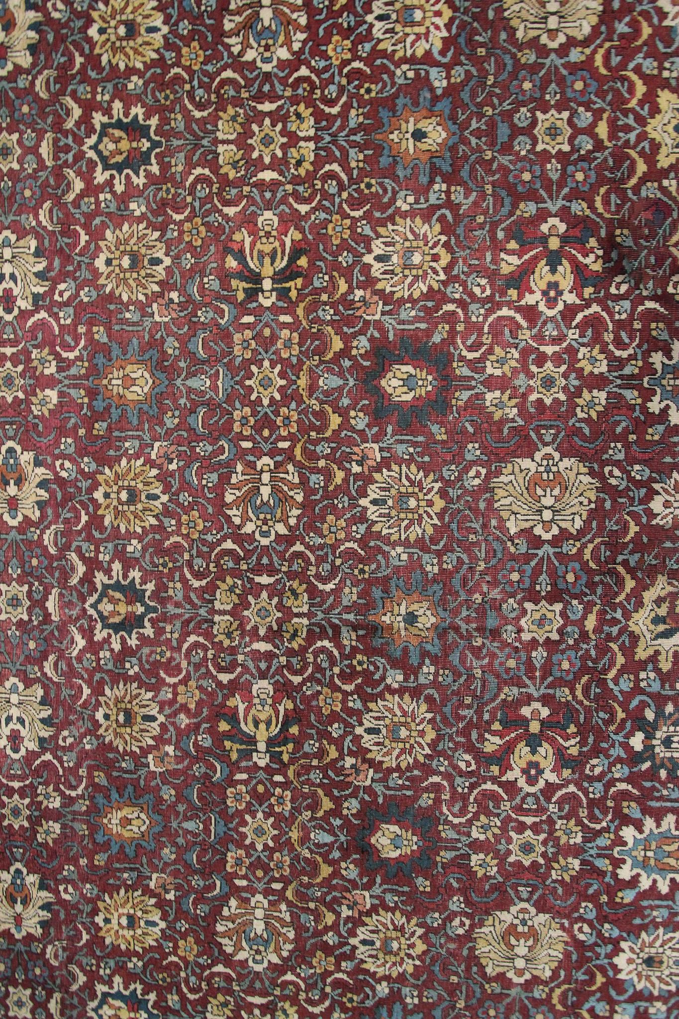 Mid-1800 Antique Mogul Rug Geometric 10x20 Oversized Antique Rug 298x597cm In Good Condition For Sale In New York, NY