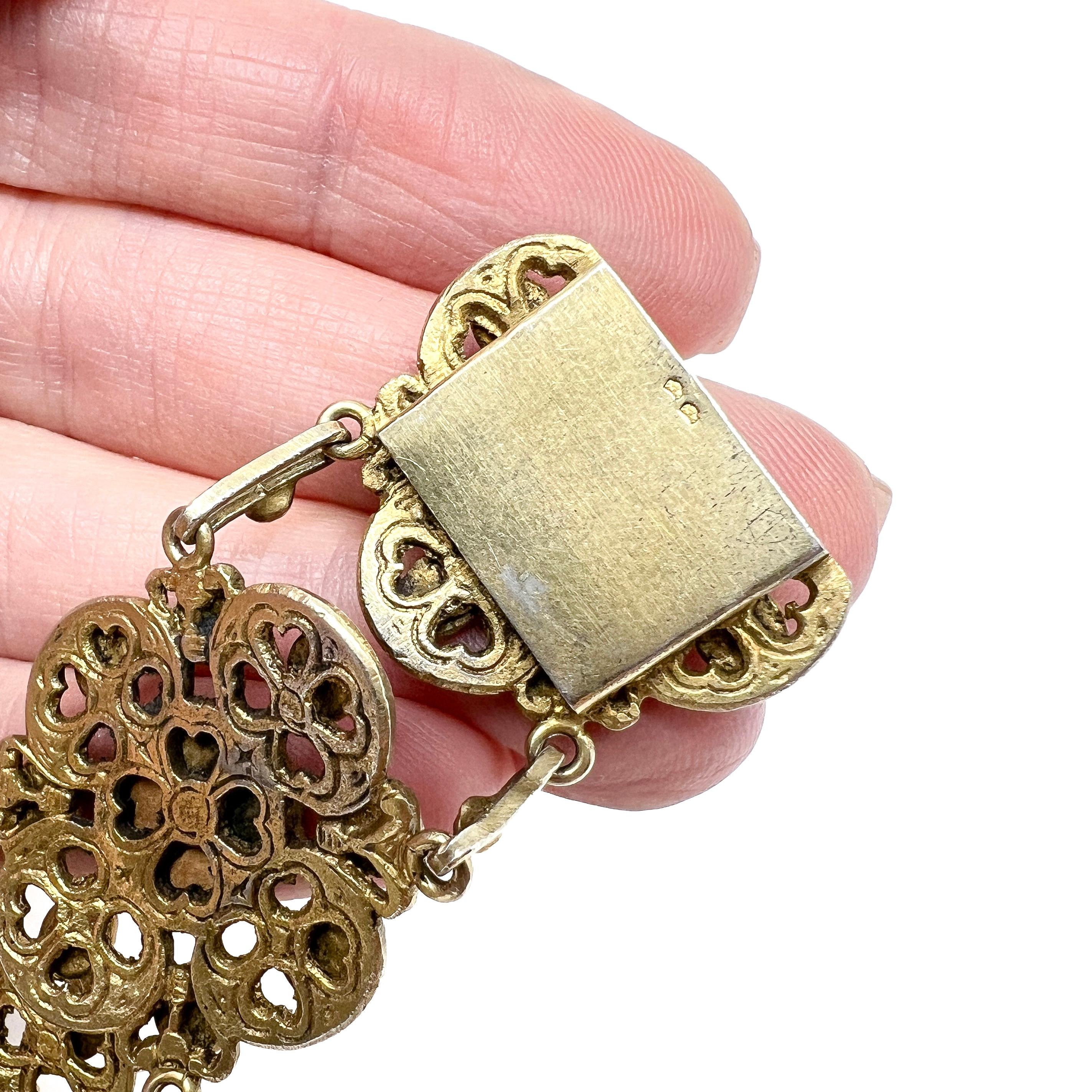 Mid-1800s Austro-Hungarian Design French Silver Antique Portrait Bracelet For Sale 5