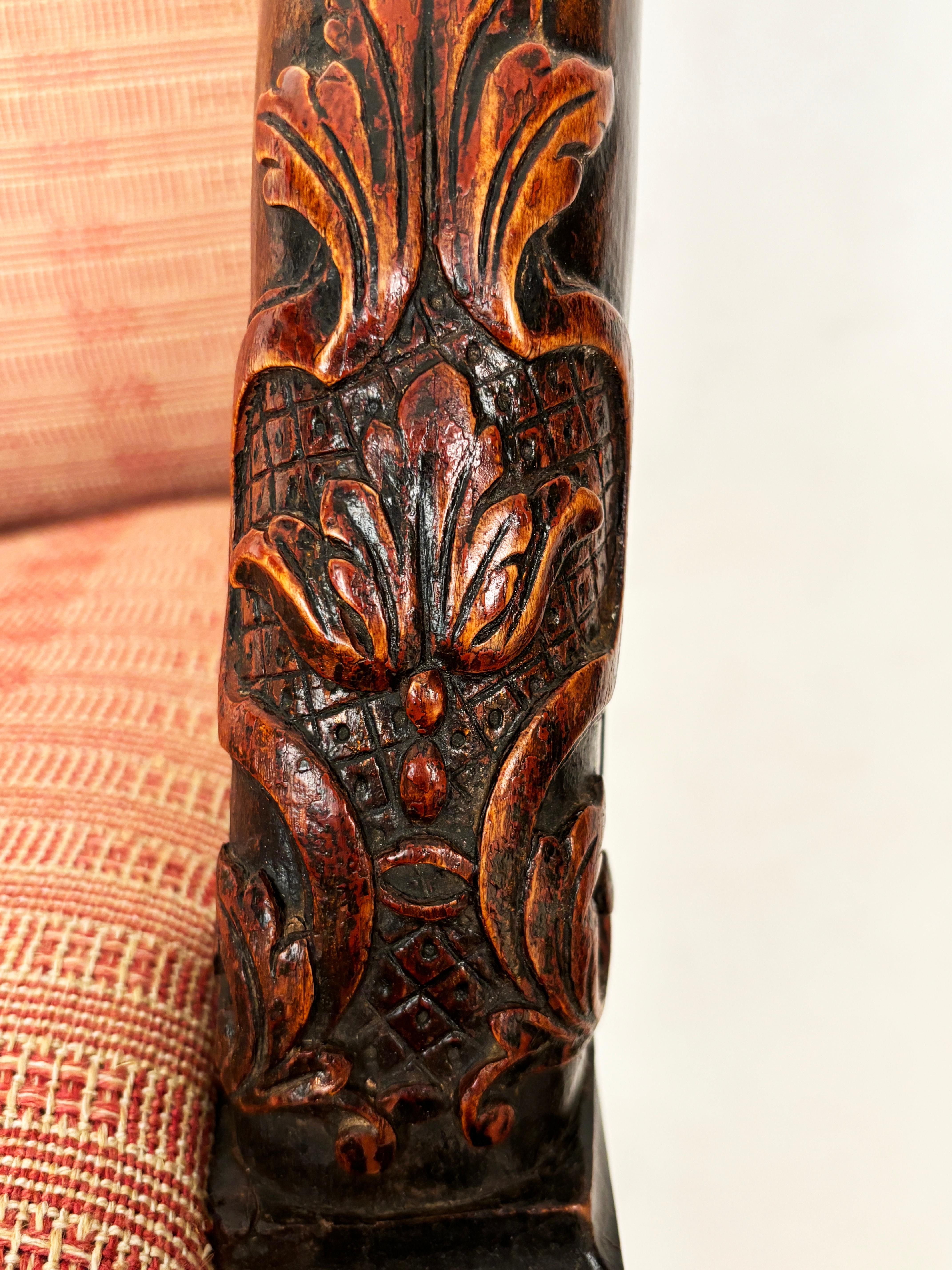 Mid 1800's French Regency Upholstered Chair with Ornately Carved Arms, Legs For Sale 10
