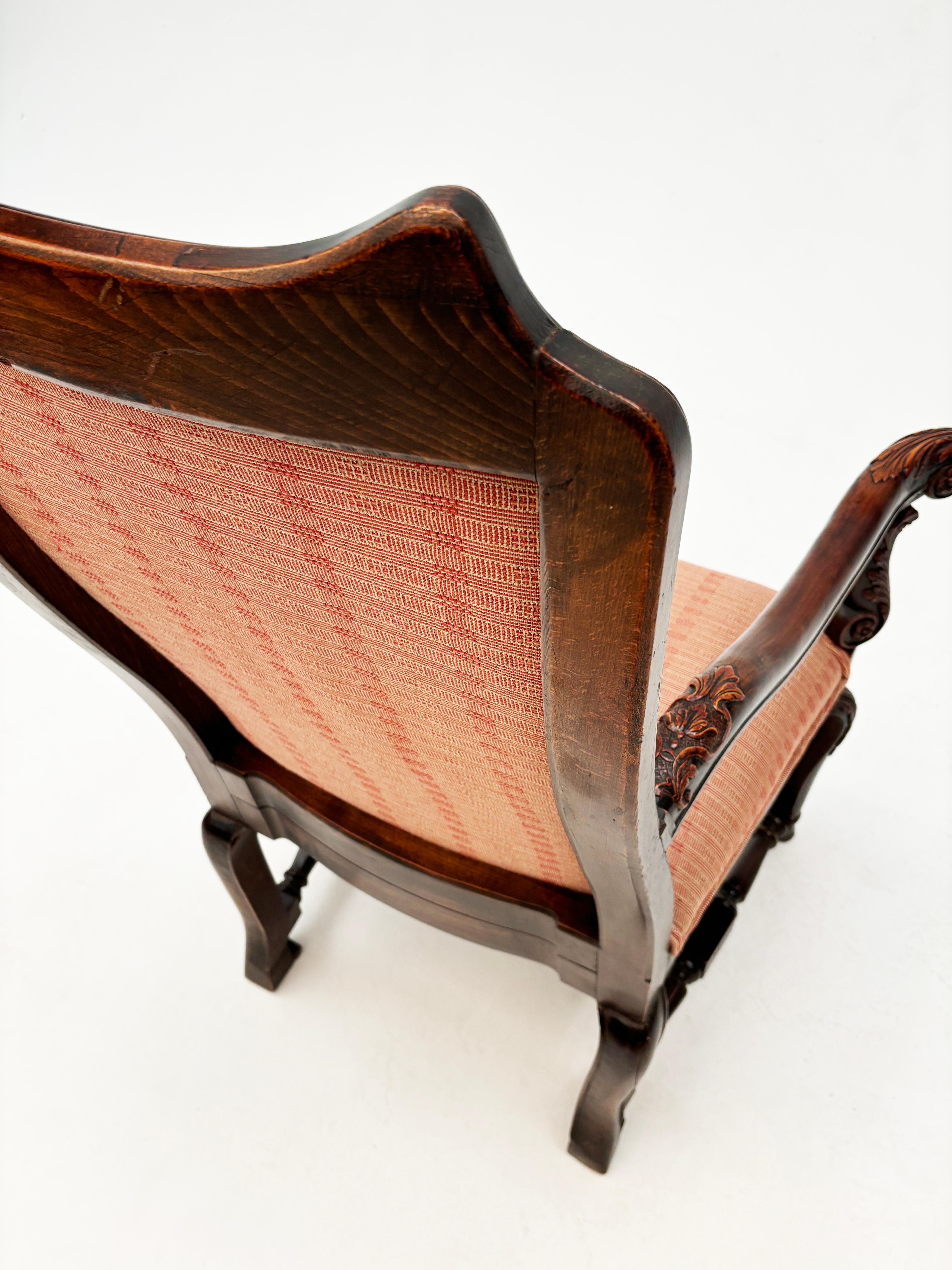 Mid 1800's French Regency Upholstered Chair with Ornately Carved Arms, Legs For Sale 11