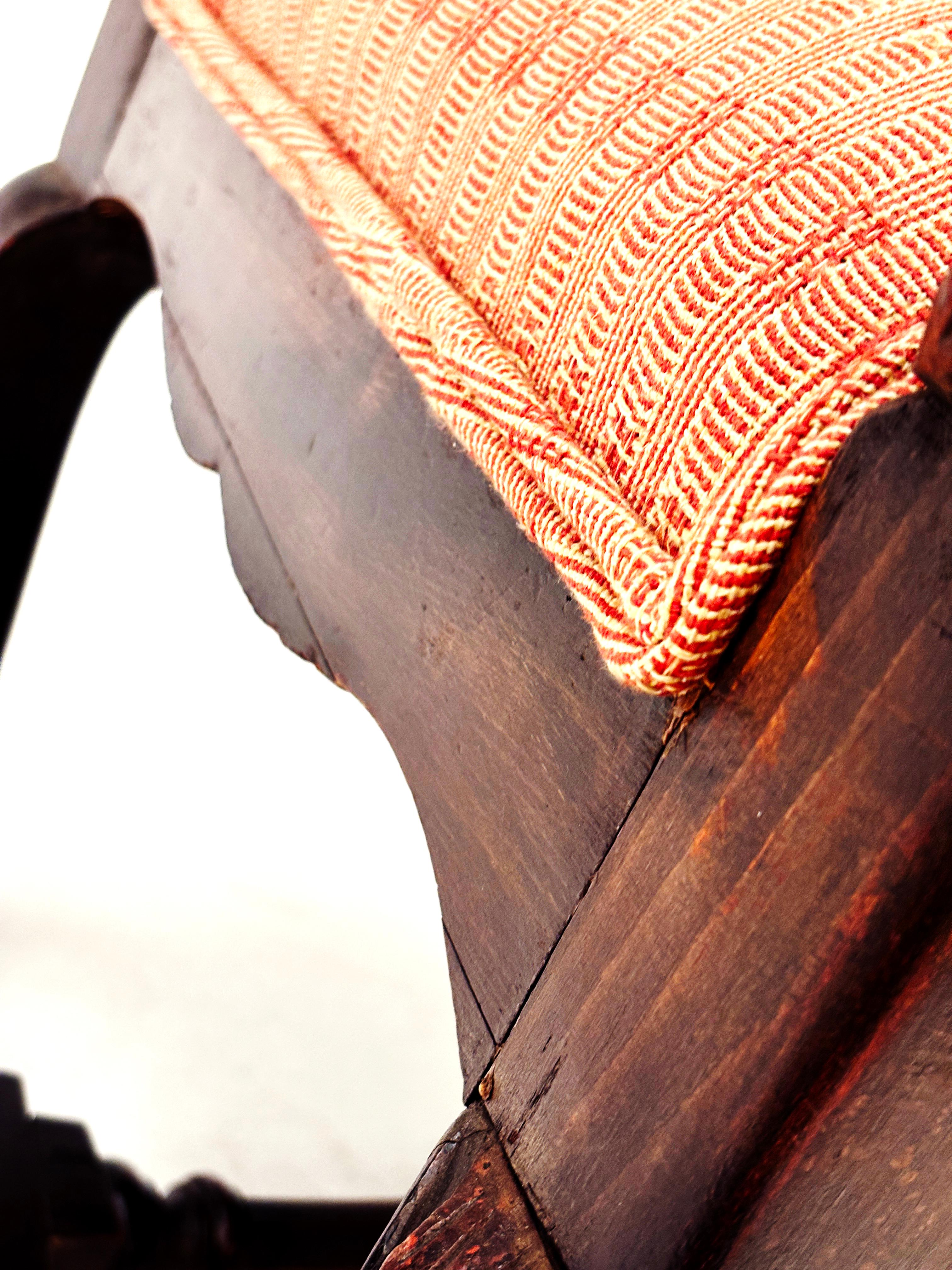 Upholstery Mid 1800's French Regency Upholstered Chair with Ornately Carved Arms, Legs For Sale