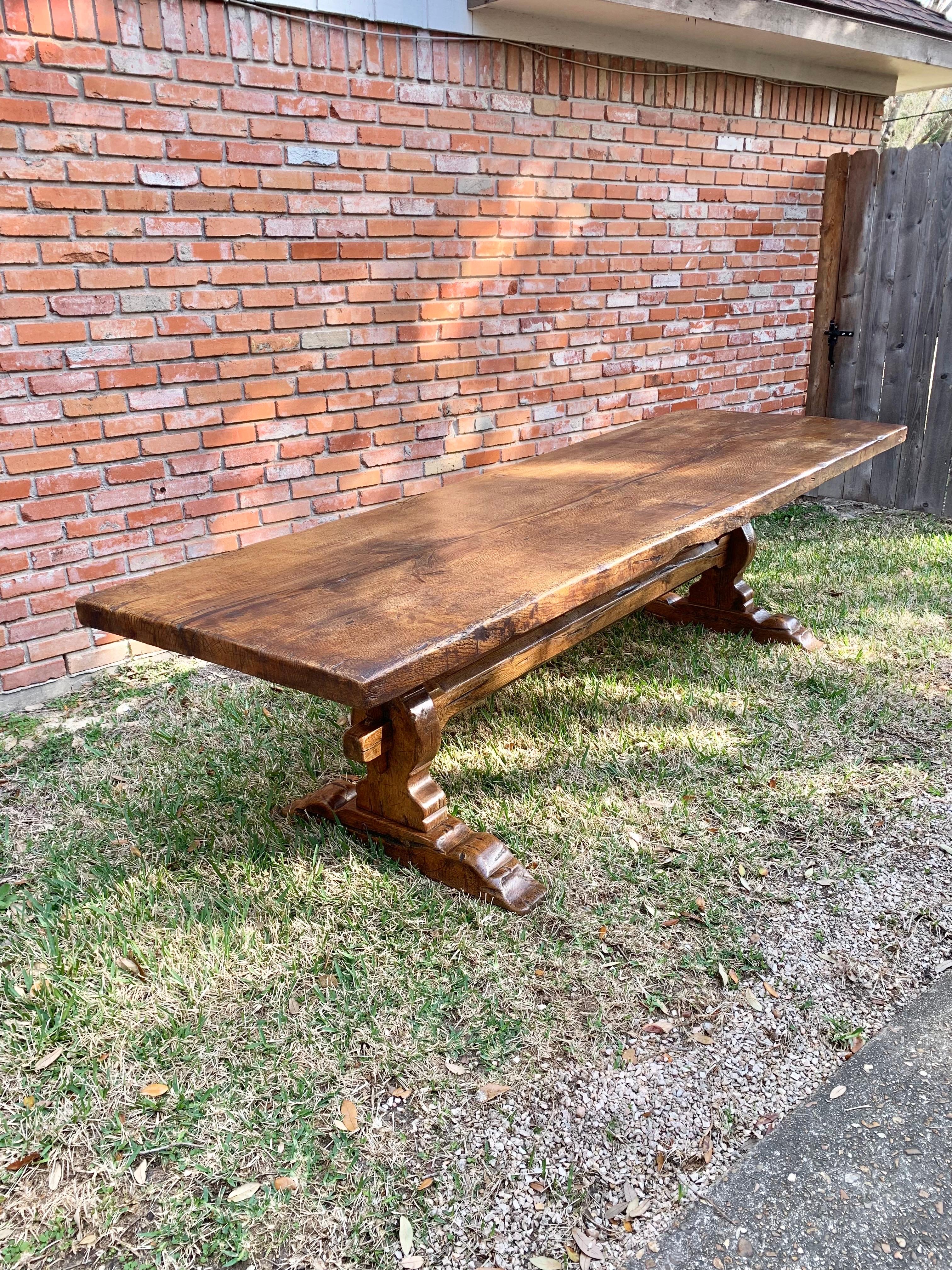 Mid 1800s French Walnut Single Plank Monastery Dining Table 11