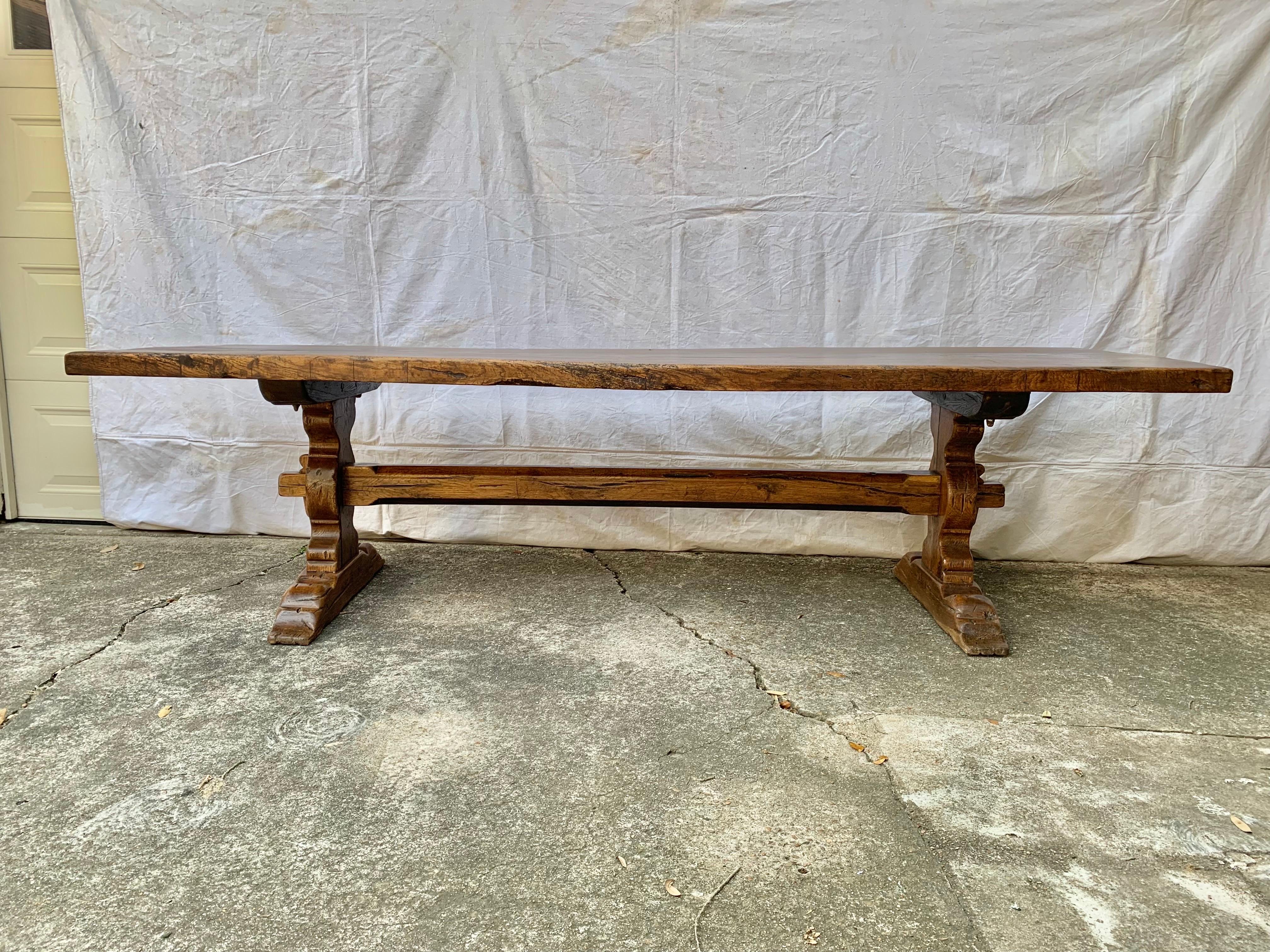 Found in the South of France this Mid 1800s French Walnut Monastery Table features a single plank 2