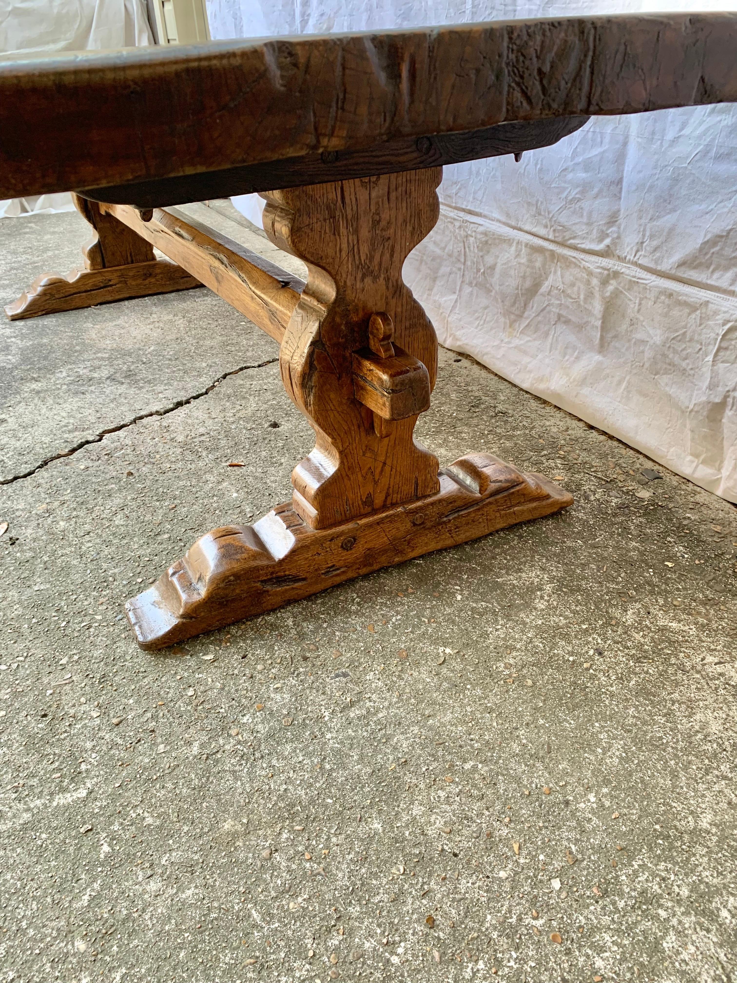Mid 1800s French Walnut Single Plank Monastery Dining Table In Good Condition In Burton, TX