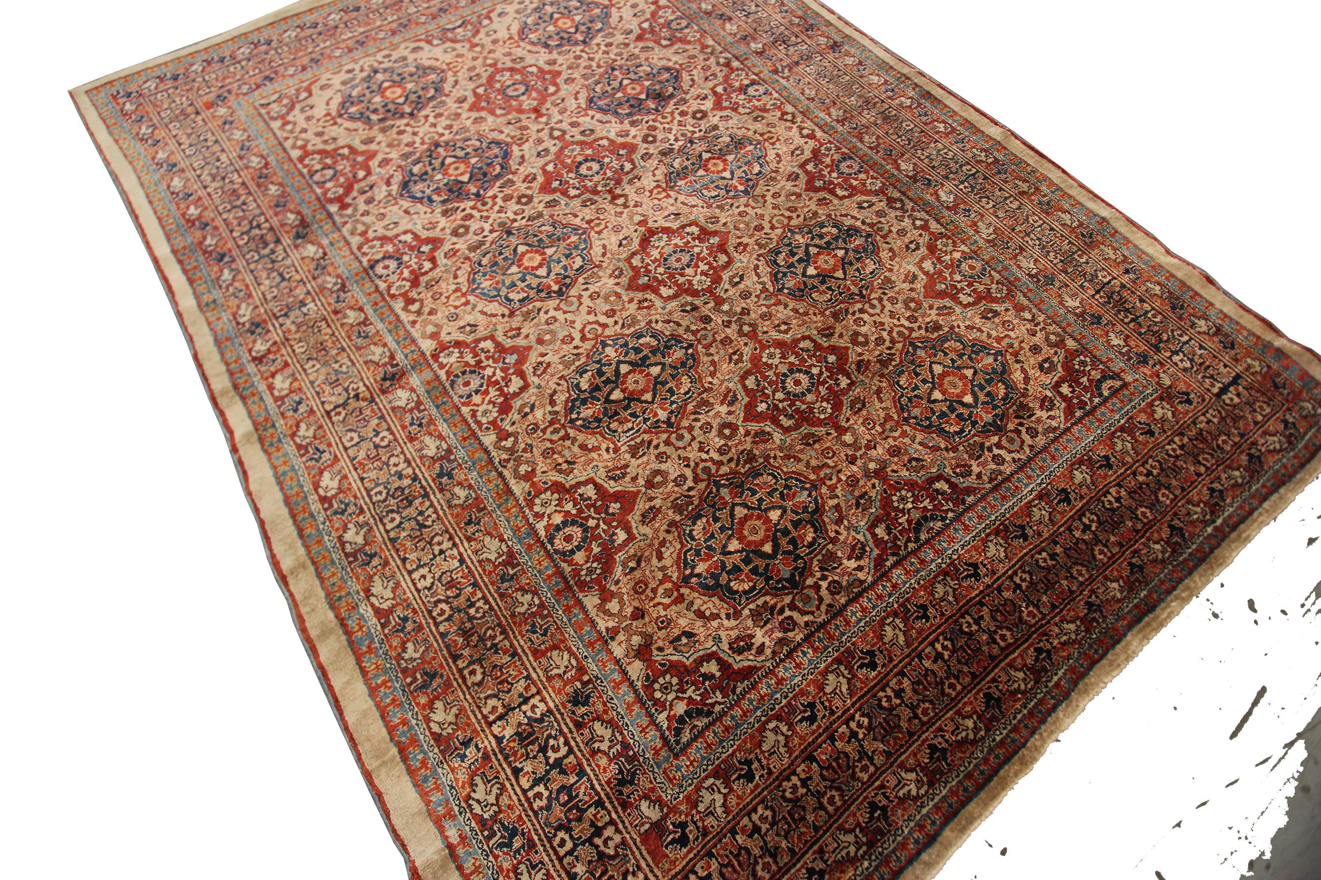 Mid 1800's Rare Antique Silk Heriz Rug Finest Masterpiece Persian Rust 
4'6