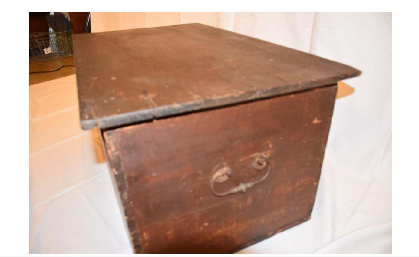 Mid 1800s Trunk with Handmade Hand Forged Iron Handles For Sale 4