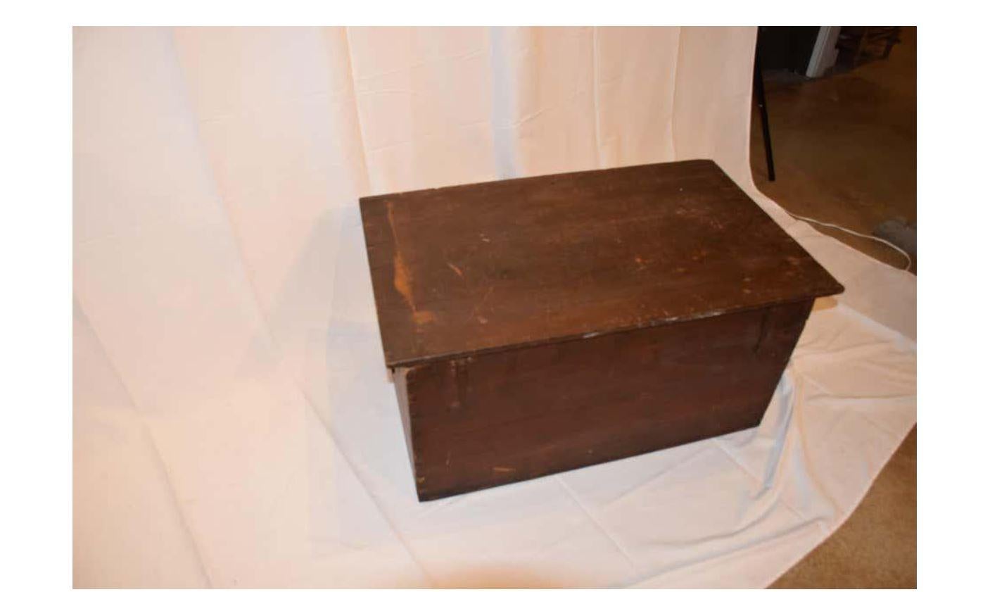 Mid 1800s Trunk with Handmade Hand Forged Iron Handles In Good Condition For Sale In Burton, TX