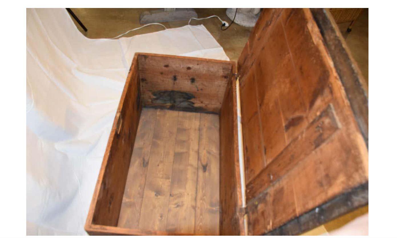 Mid 1800s Trunk with Handmade Hand Forged Iron Handles For Sale 2