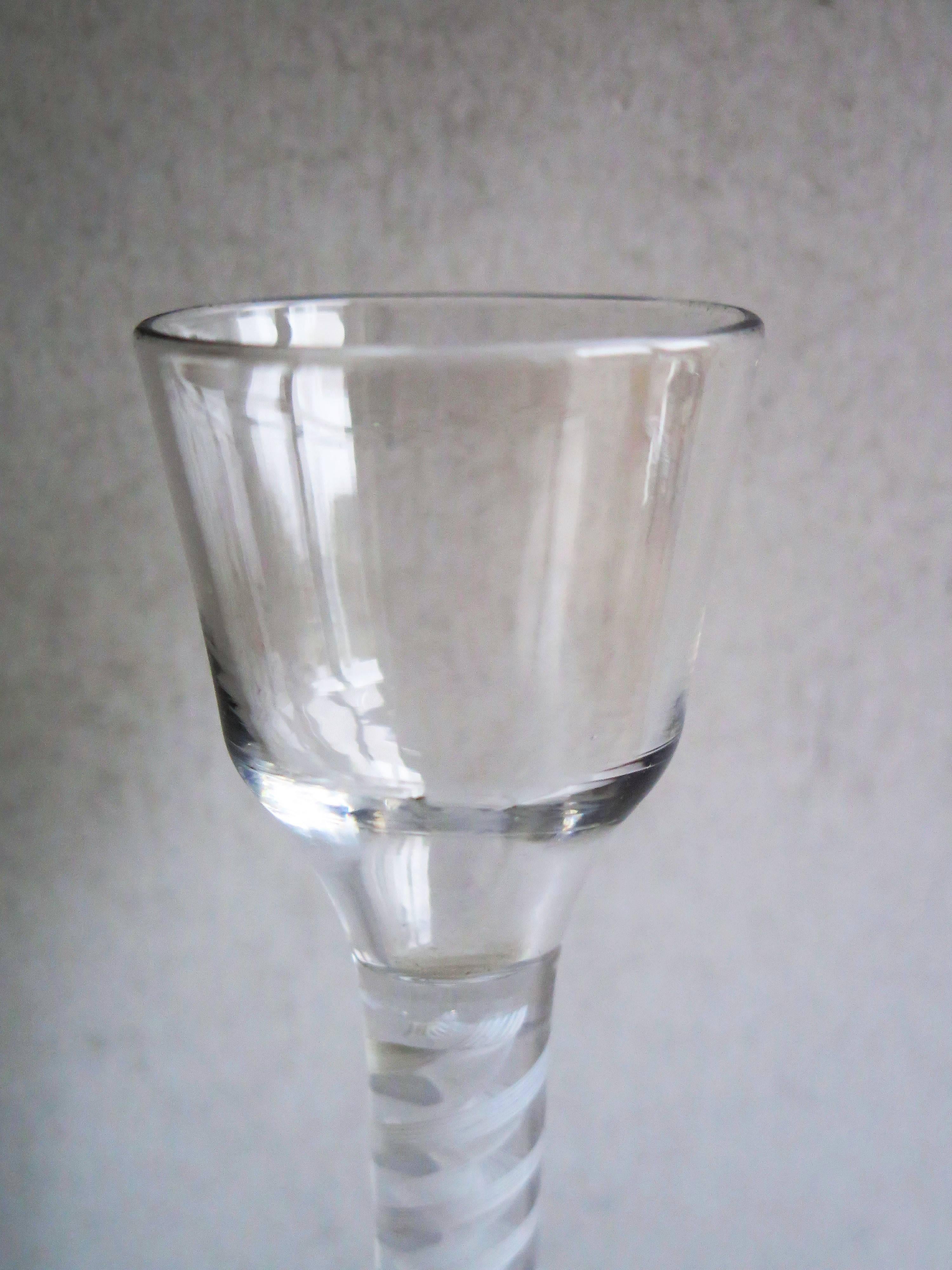 Mid-18th Century Cordial Wine Glass Hand Blown Cotton Twist Stem, English C 1765 In Good Condition For Sale In Lincoln, Lincolnshire