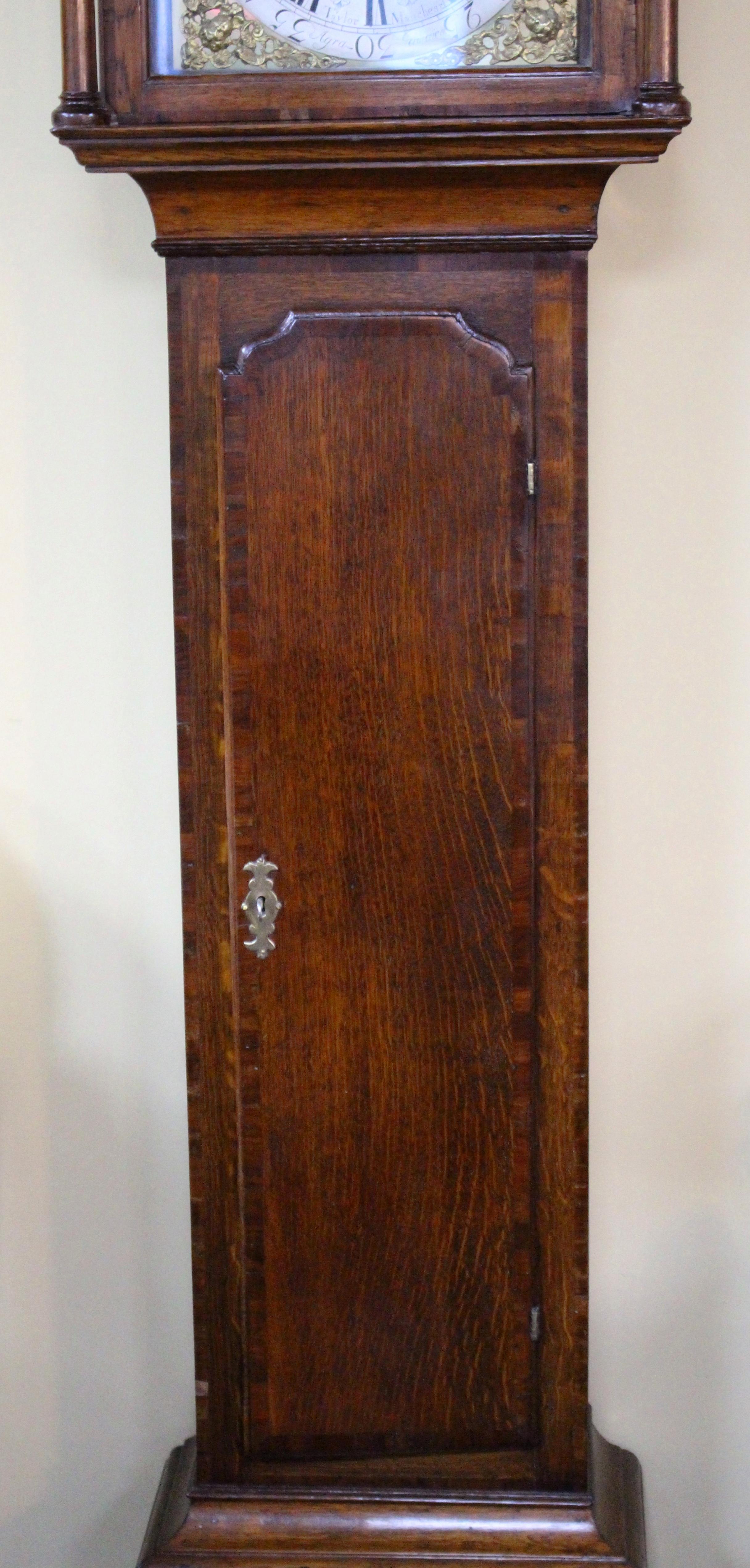 Mid-18th Century Eight Day Oak Longcase Clock by John Taylor of Manchester For Sale 9