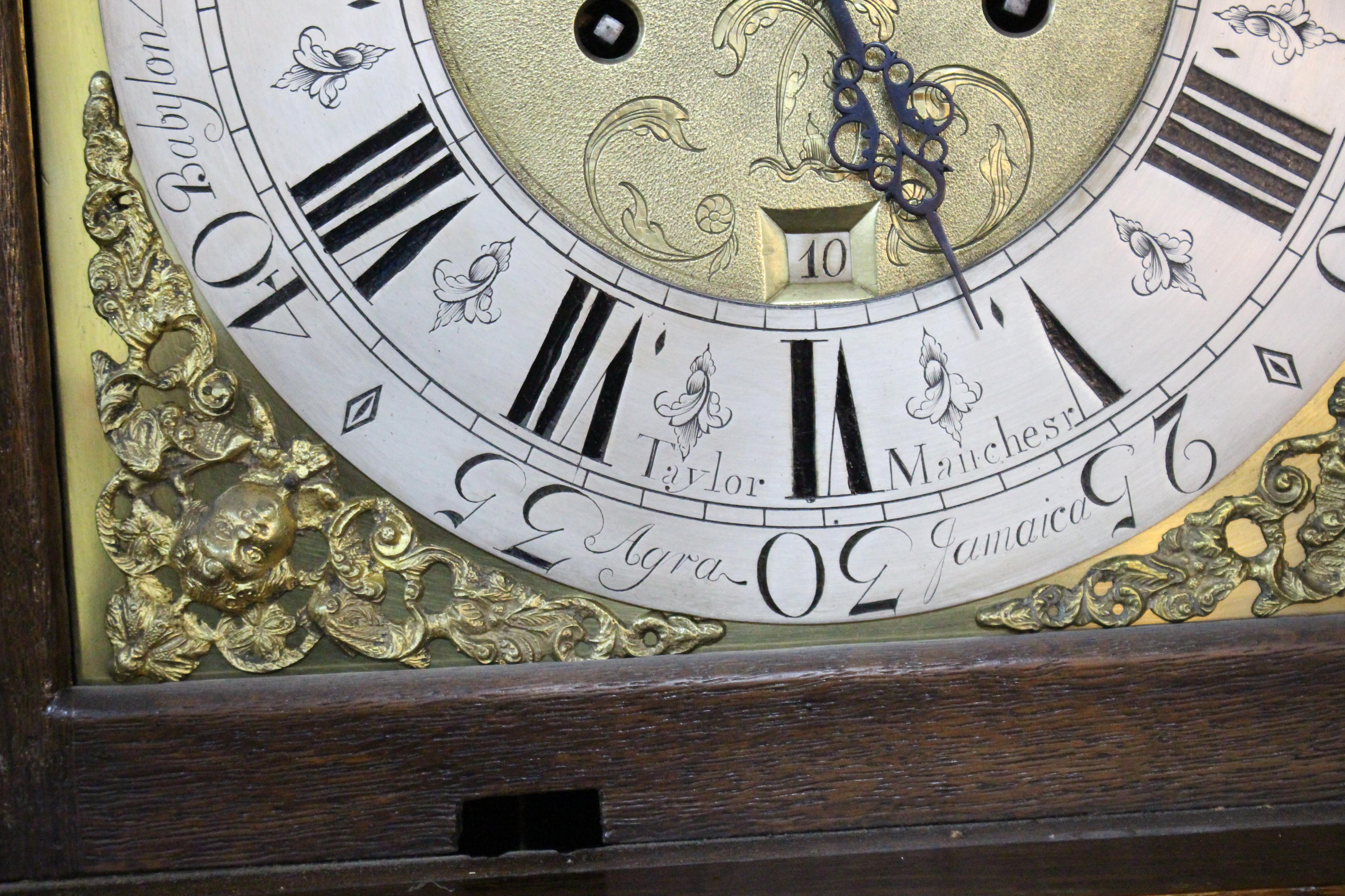 Mid-18th Century Eight Day Oak Longcase Clock by John Taylor of Manchester For Sale 2