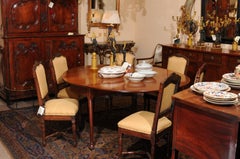 Mid-18th C English George II Mahogany Drop Leaf Oval Dining Table with Pad Feet