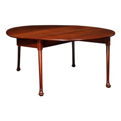 Mid-18th C English George II Mahogany Drop Leaf Oval Dining Table with Pad Feet