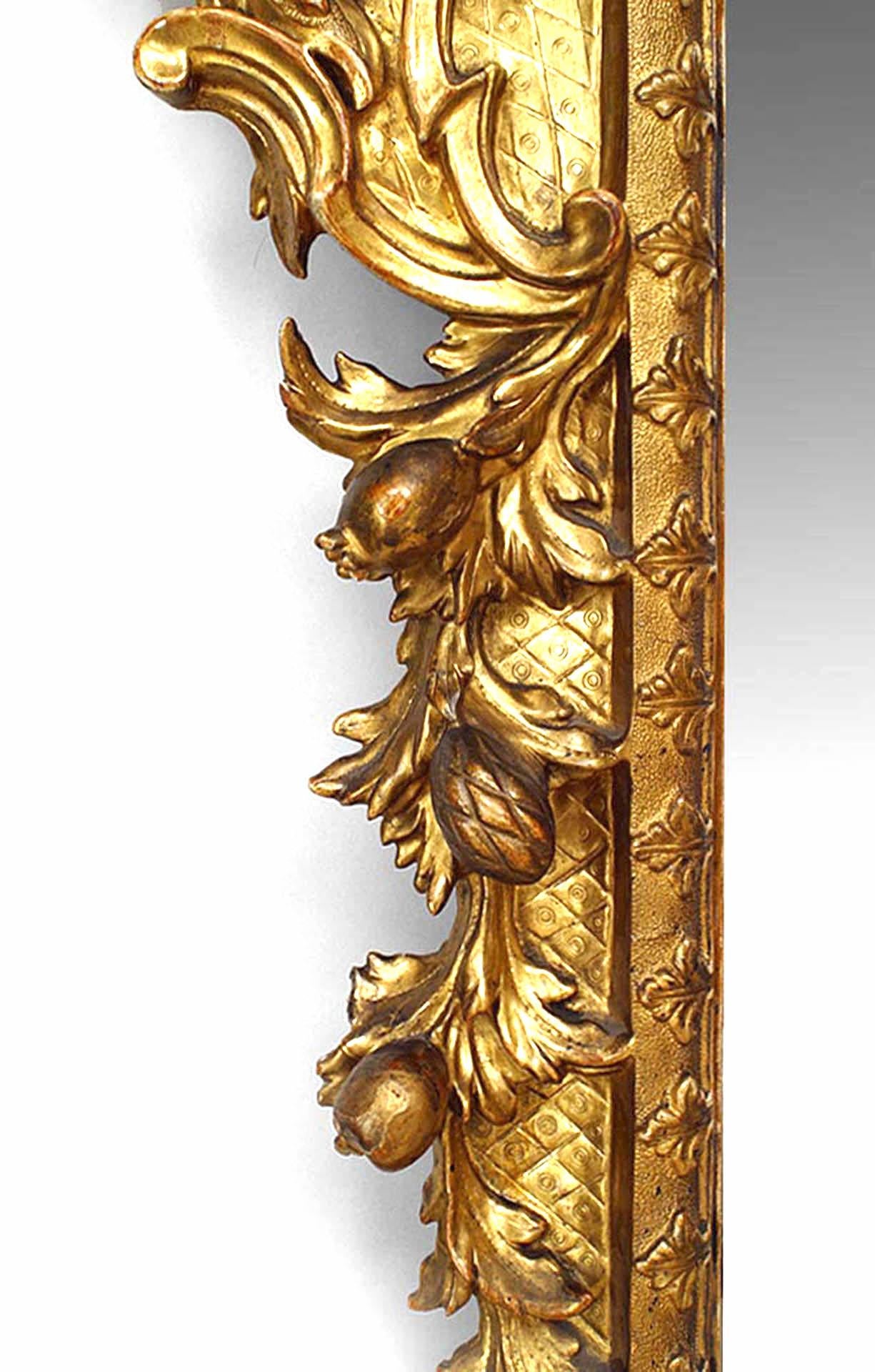 Italian Rococo Carved Floral Motif Giltwood Wall Mirror For Sale 1