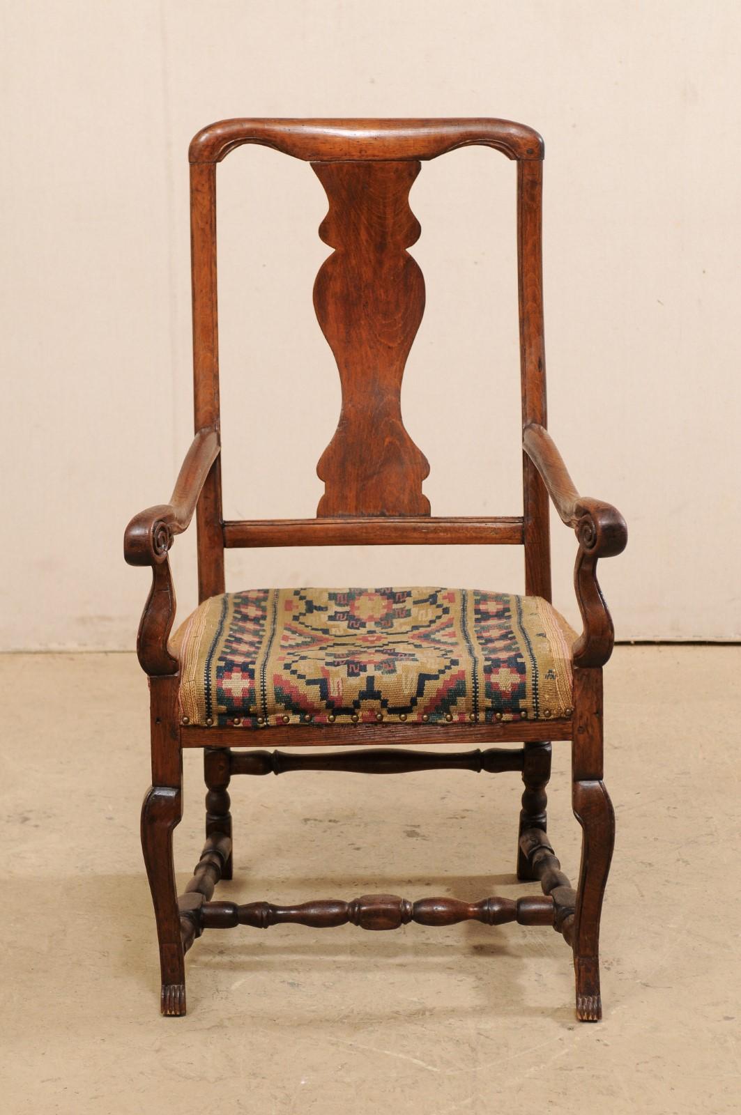 Swedish Period Rococo Armchair with Handwoven Allmoge Textile Seat For Sale 6