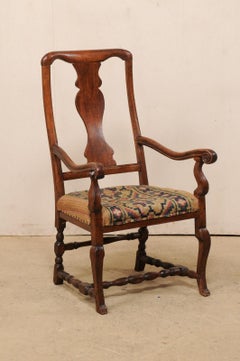Swedish Period Rococo Armchair with Handwoven Allmoge Textile Seat