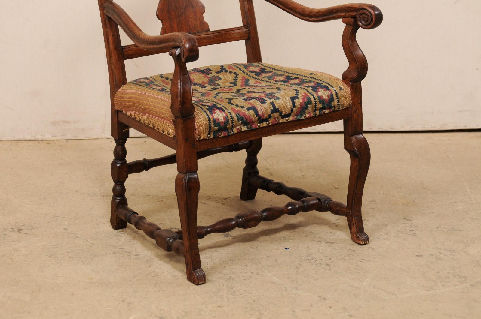 Swedish Period Rococo Armchair with Handwoven Allmoge Textile Seat In Good Condition For Sale In Atlanta, GA