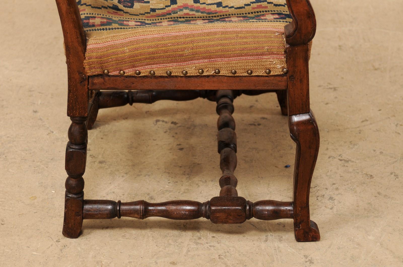 Swedish Period Rococo Armchair with Handwoven Allmoge Textile Seat For Sale 1