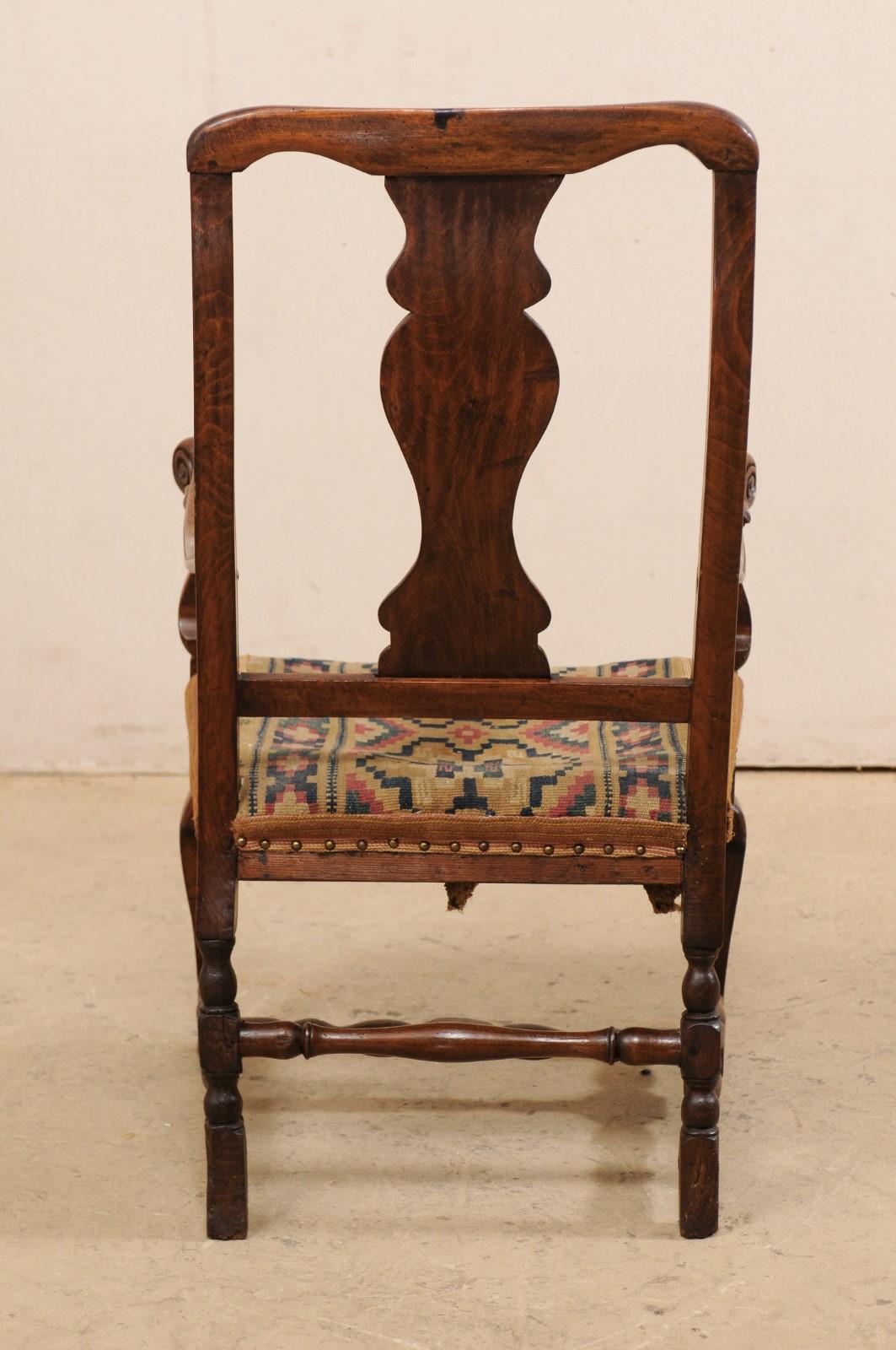 Swedish Period Rococo Armchair with Handwoven Allmoge Textile Seat For Sale 2