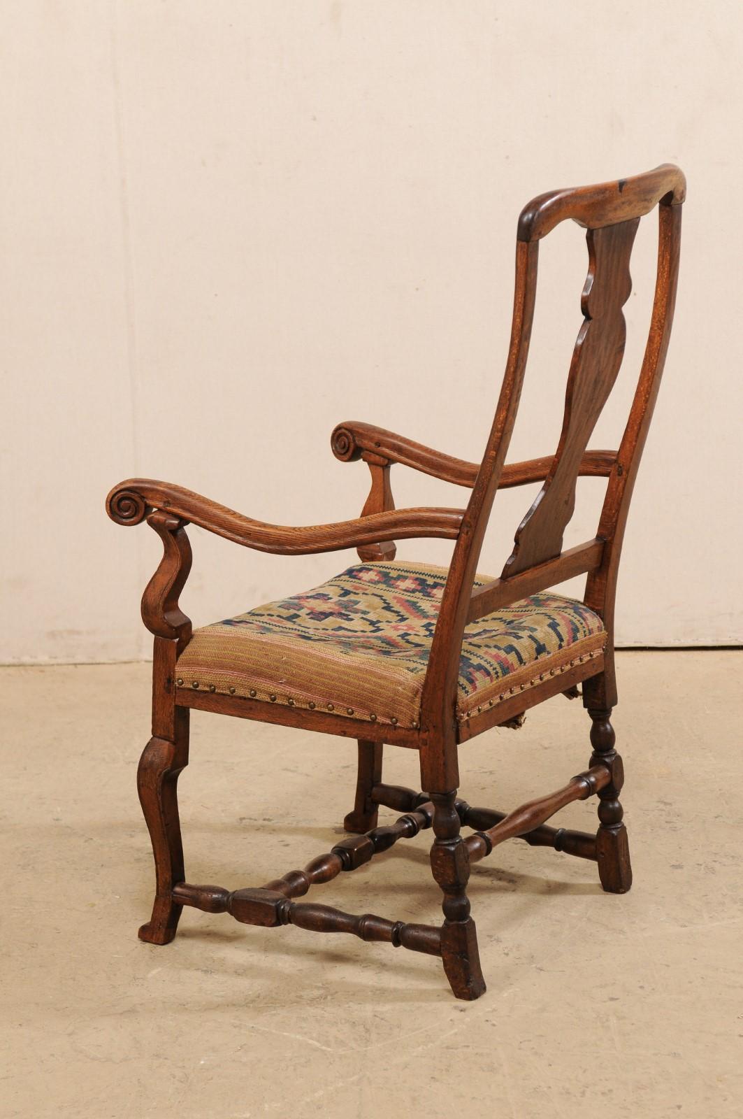 Swedish Period Rococo Armchair with Handwoven Allmoge Textile Seat For Sale 3