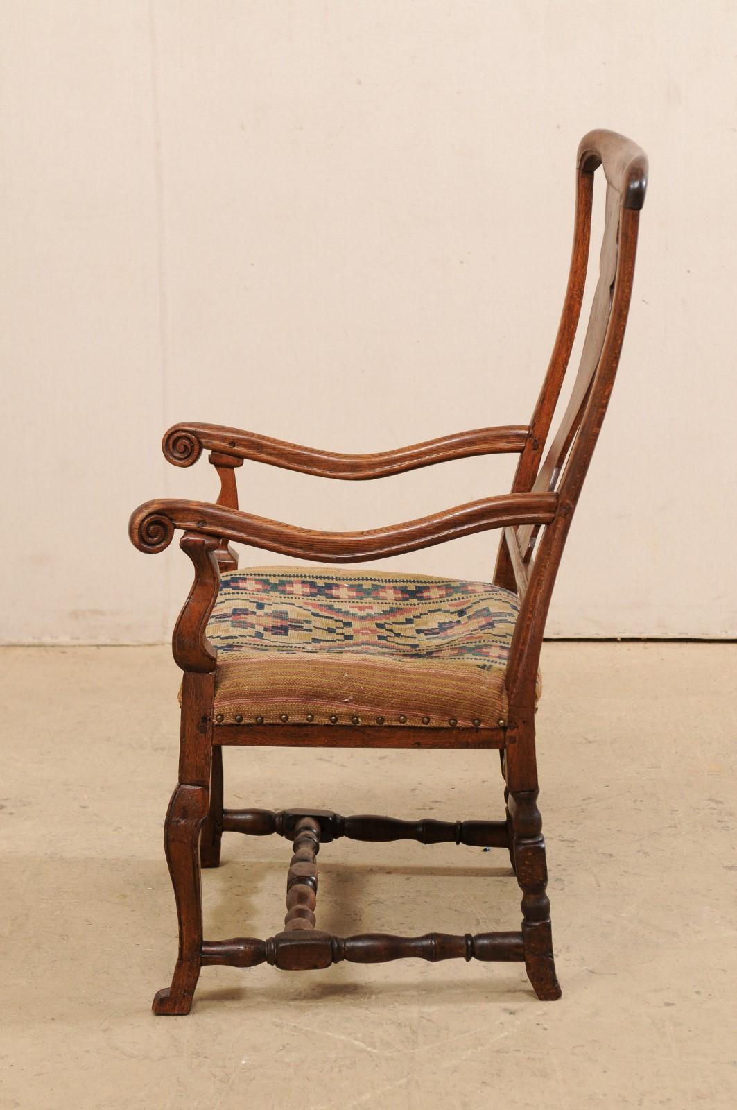 Swedish Period Rococo Armchair with Handwoven Allmoge Textile Seat For Sale 4