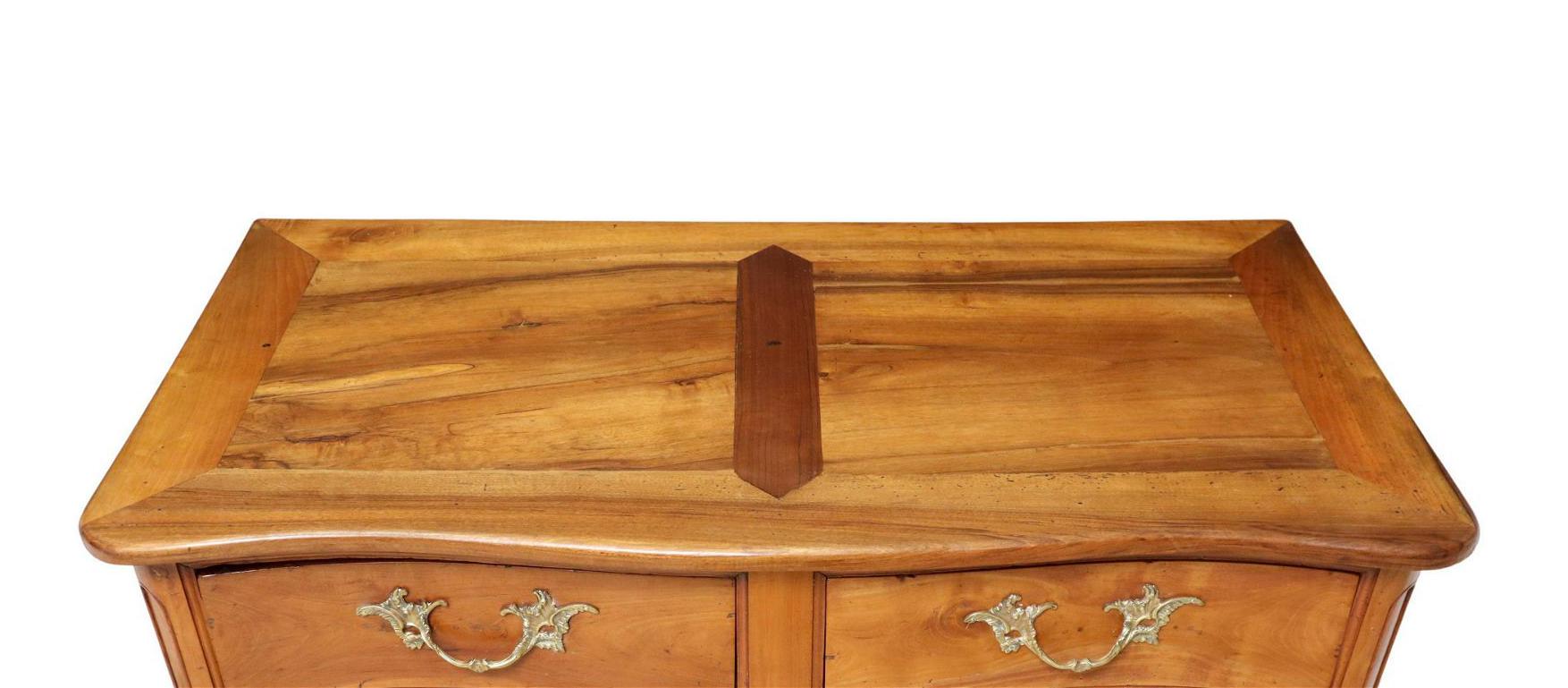Hand-Carved Mid 18th Century Antique French Louis XV Period Walnut & Fruitwood Commode For Sale