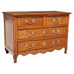 Mid 18th Century Antique French Louis XV Period Walnut & Fruitwood Commode