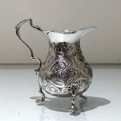 Mid-18th Century Antique George II Rococo Sterling Silver Cream Jug London, 1748